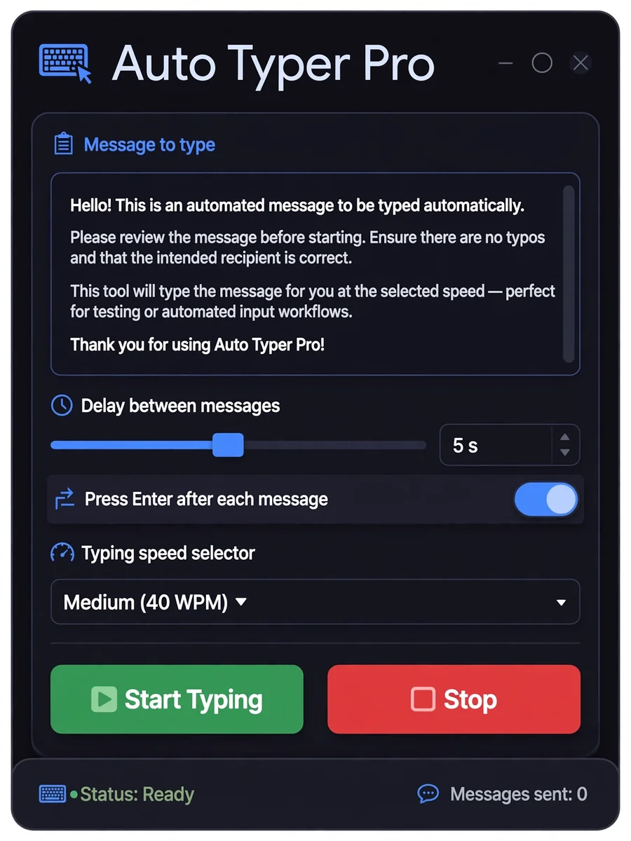Act as a Python Auto Typer with Customizable Delay — ChatGPT Prompt