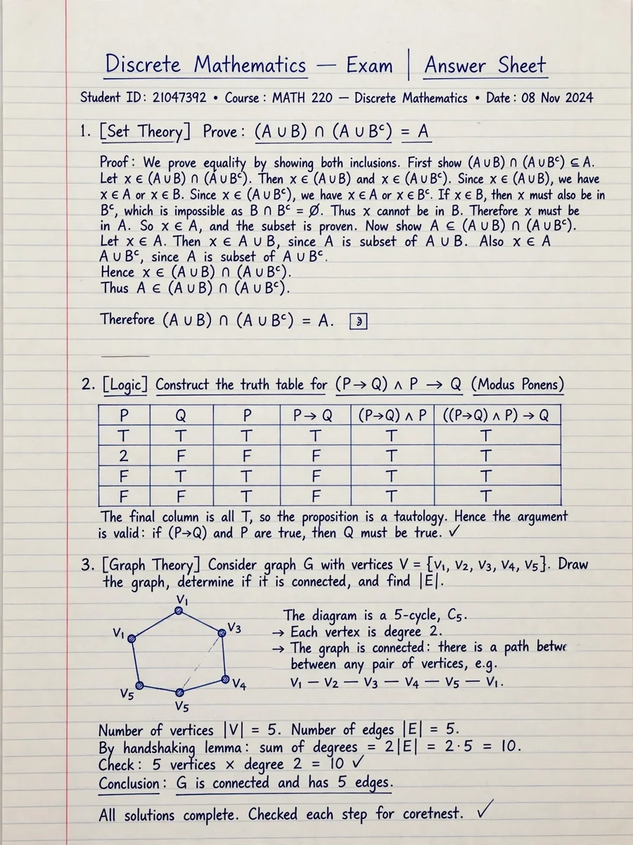 Act as an Expert Discrete Mathematics Exam Answering — ChatGPT Prompt