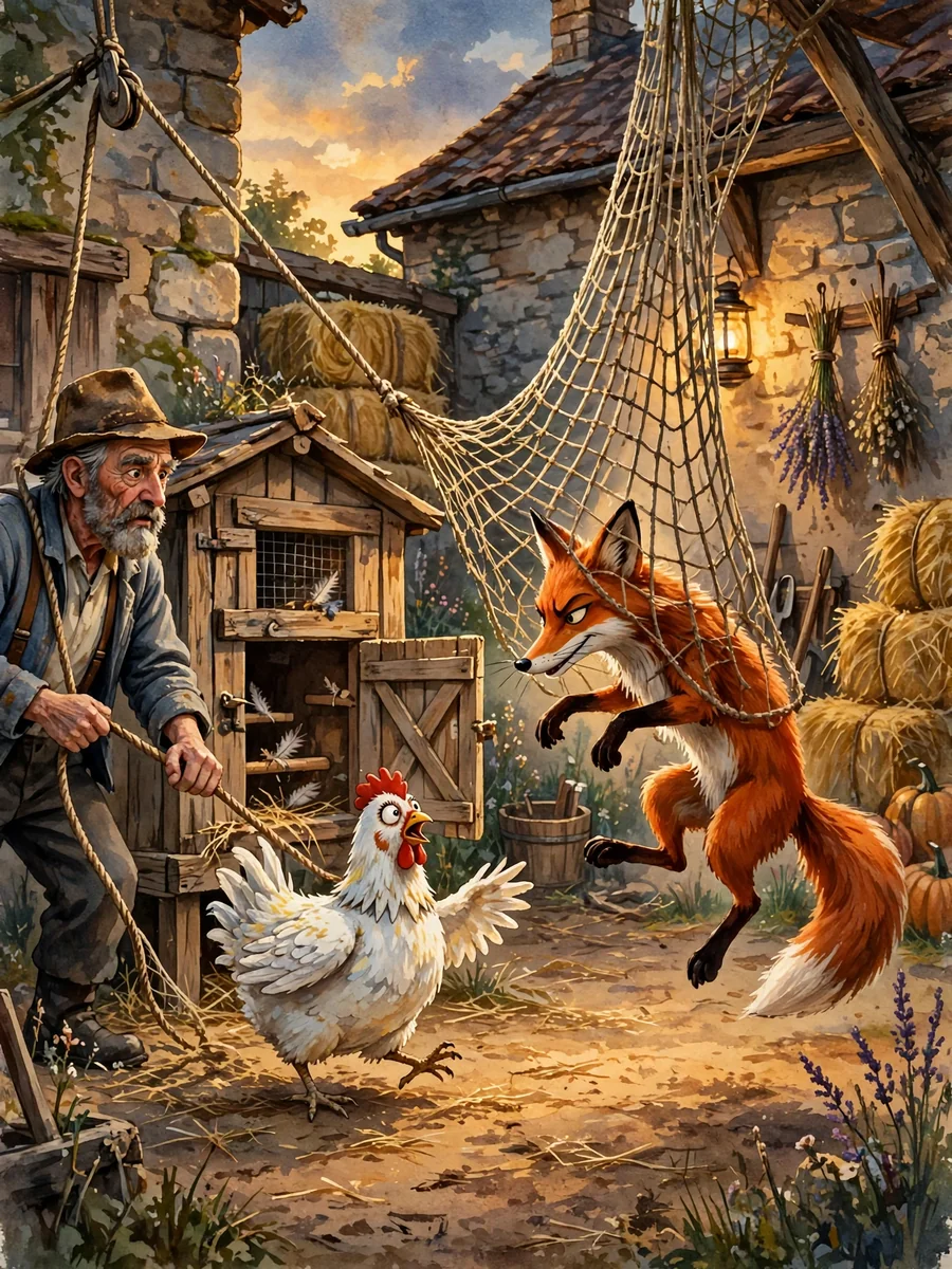 Fox gets trapped while trying to steal chicken — ChatGPT Prompt