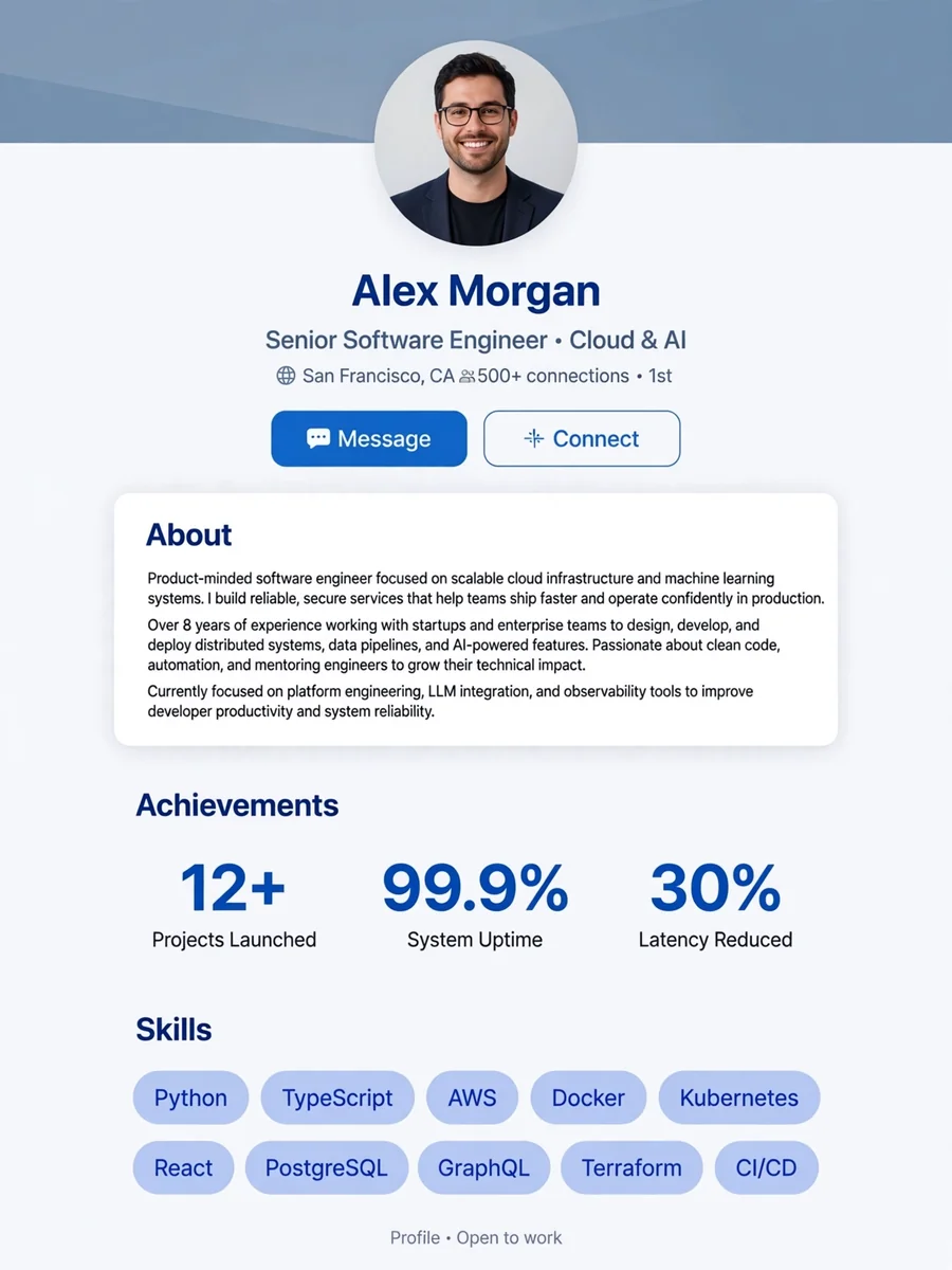LinkedIn "About" Section Writer — 3 Professional Styles — ChatGPT Prompt