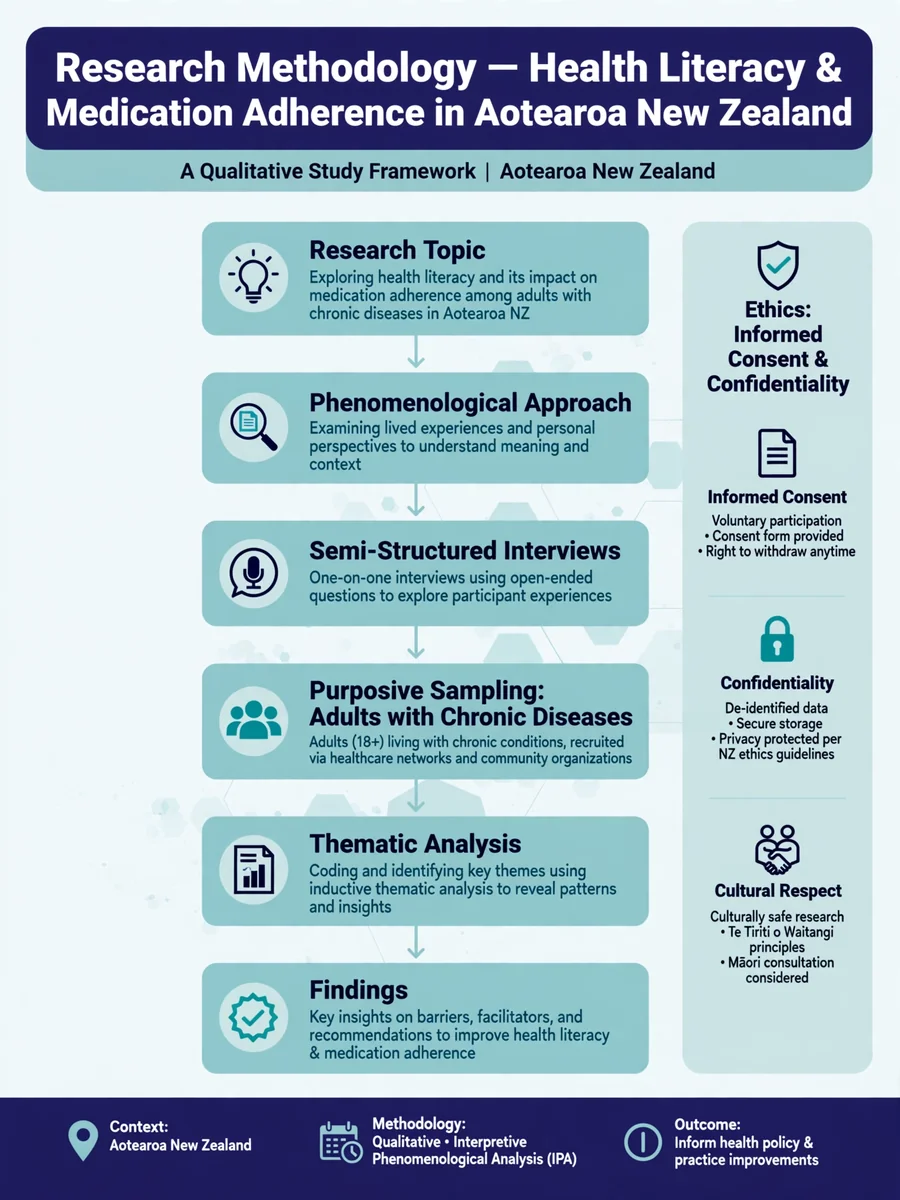 Research Methodology Design for Health Literacy and Medication Adherence in Aotearoa New Zealand — ChatGPT Prompt