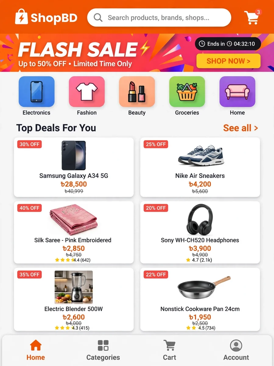 Develop an E-commerce App Like Daraz in Bangladesh — ChatGPT Prompt