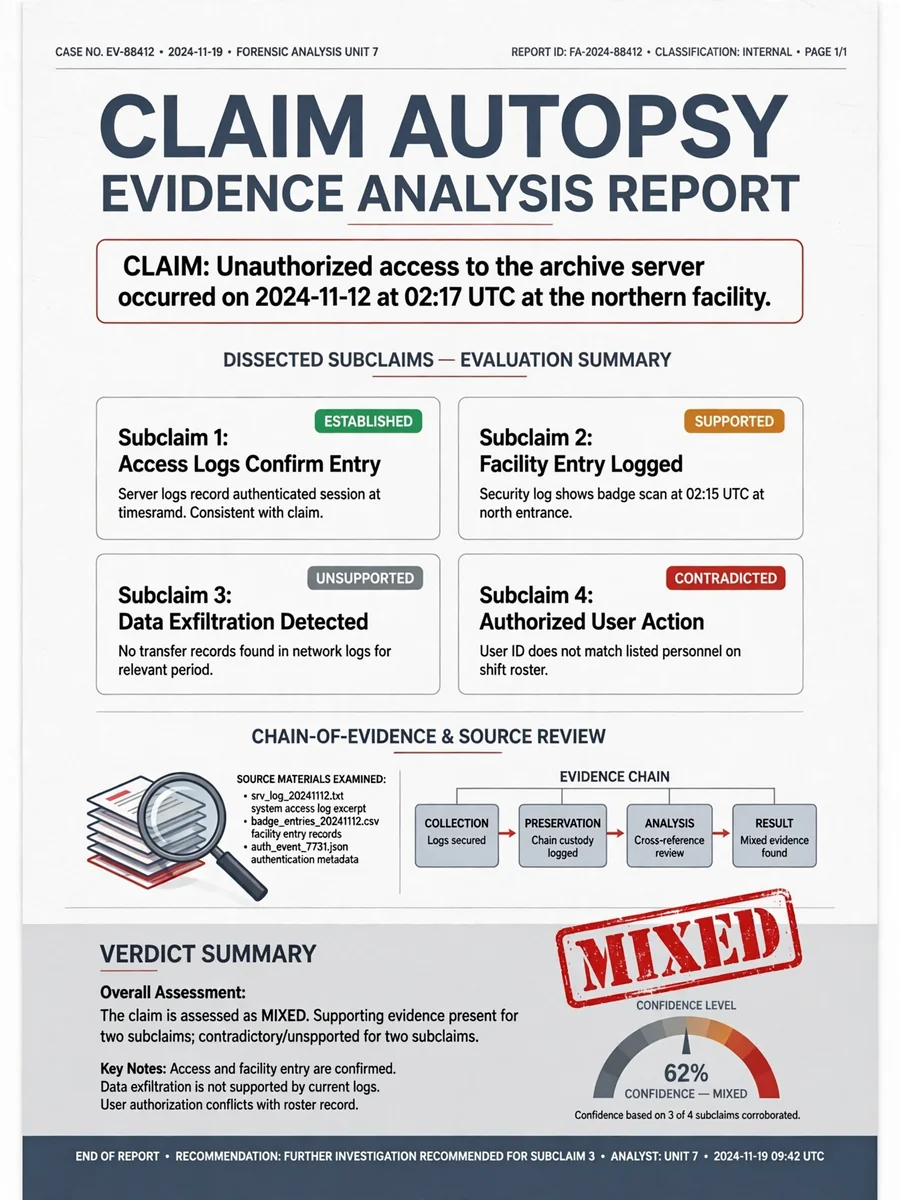 Act as a Claim Autopsy - Evidence Analysis Assistant — ChatGPT Prompt
