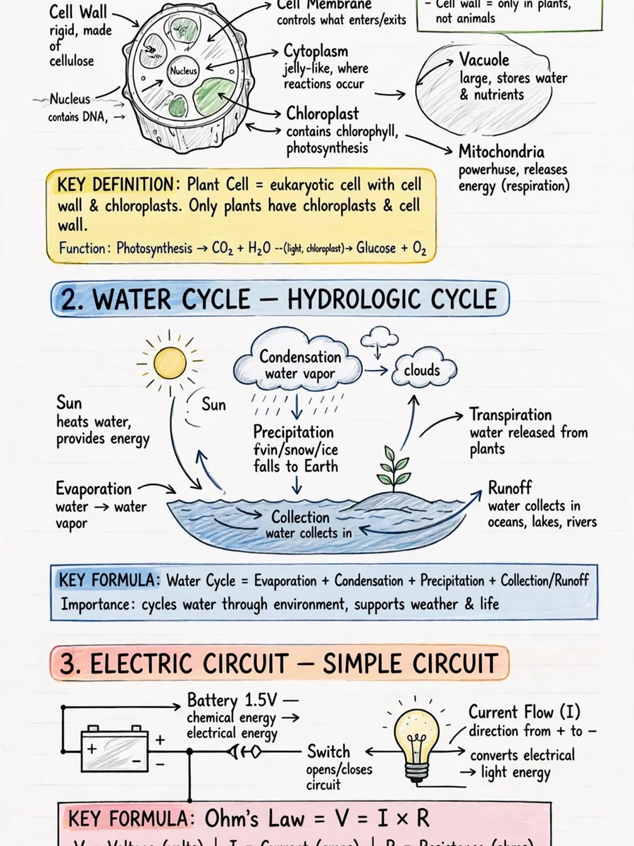 Act as an exam science study notes — ChatGPT Prompt