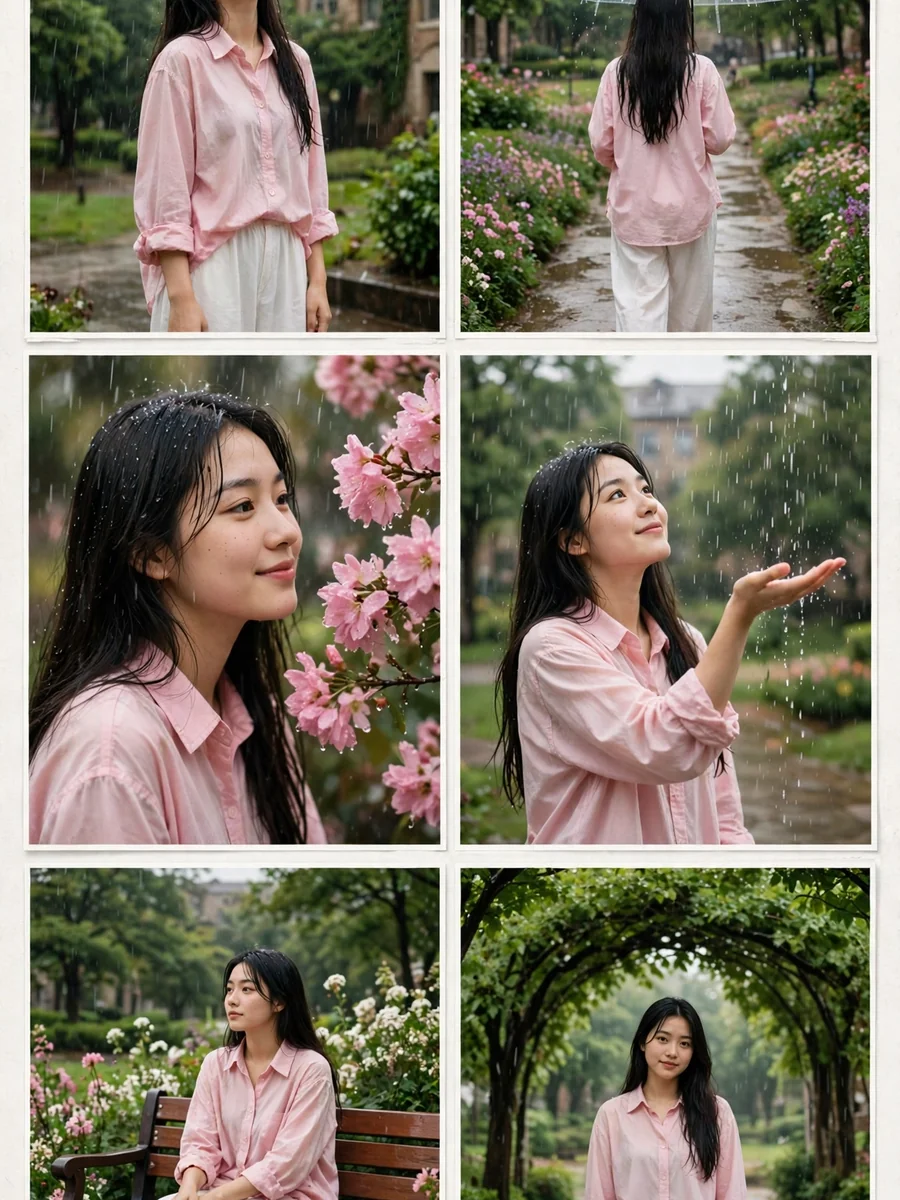 Rainy Season College Moodboard - 6-Frame Scrapbook Collage — ChatGPT Prompt