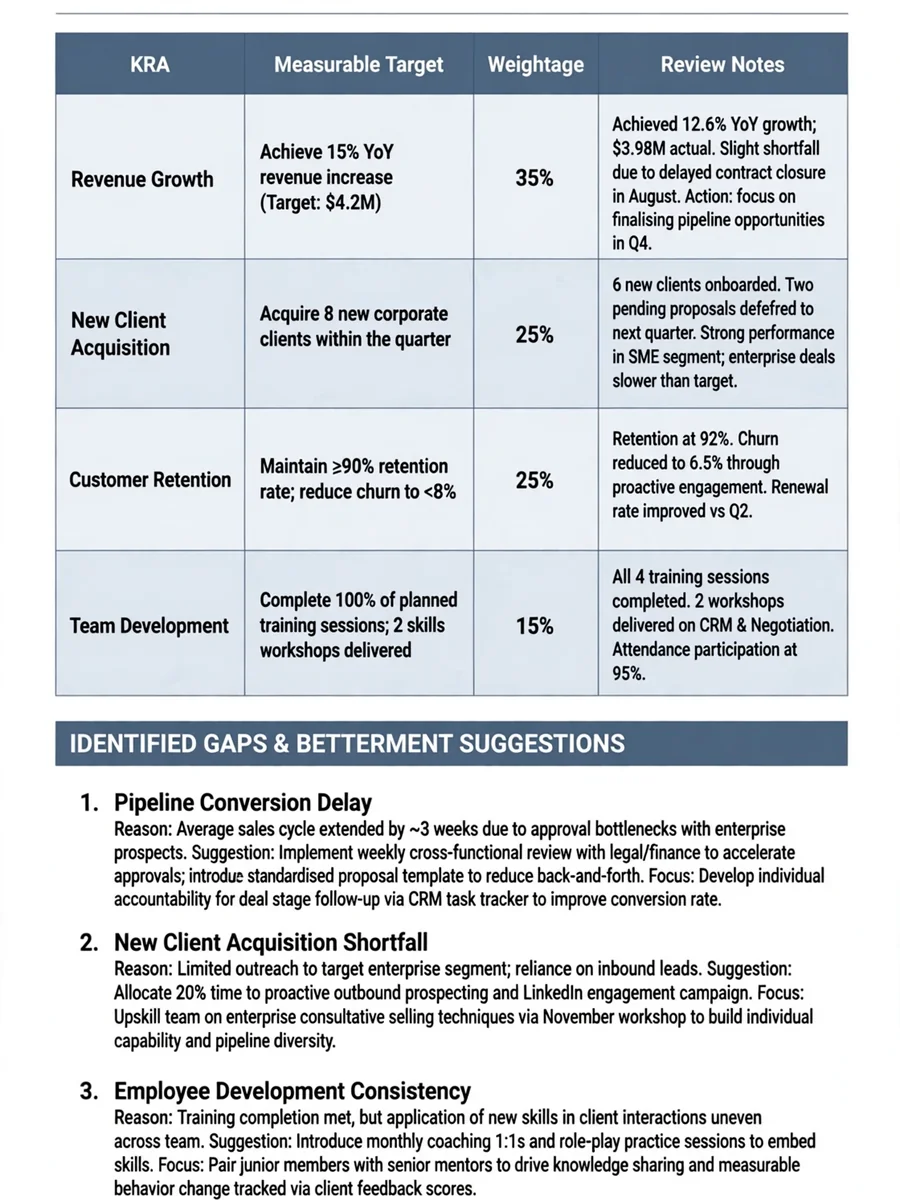 Act as a KRA for Business Dept — ChatGPT Prompt