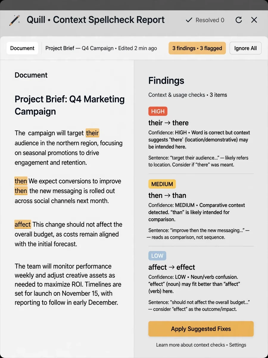 Act as a Context Spellcheck Engine — ChatGPT Prompt