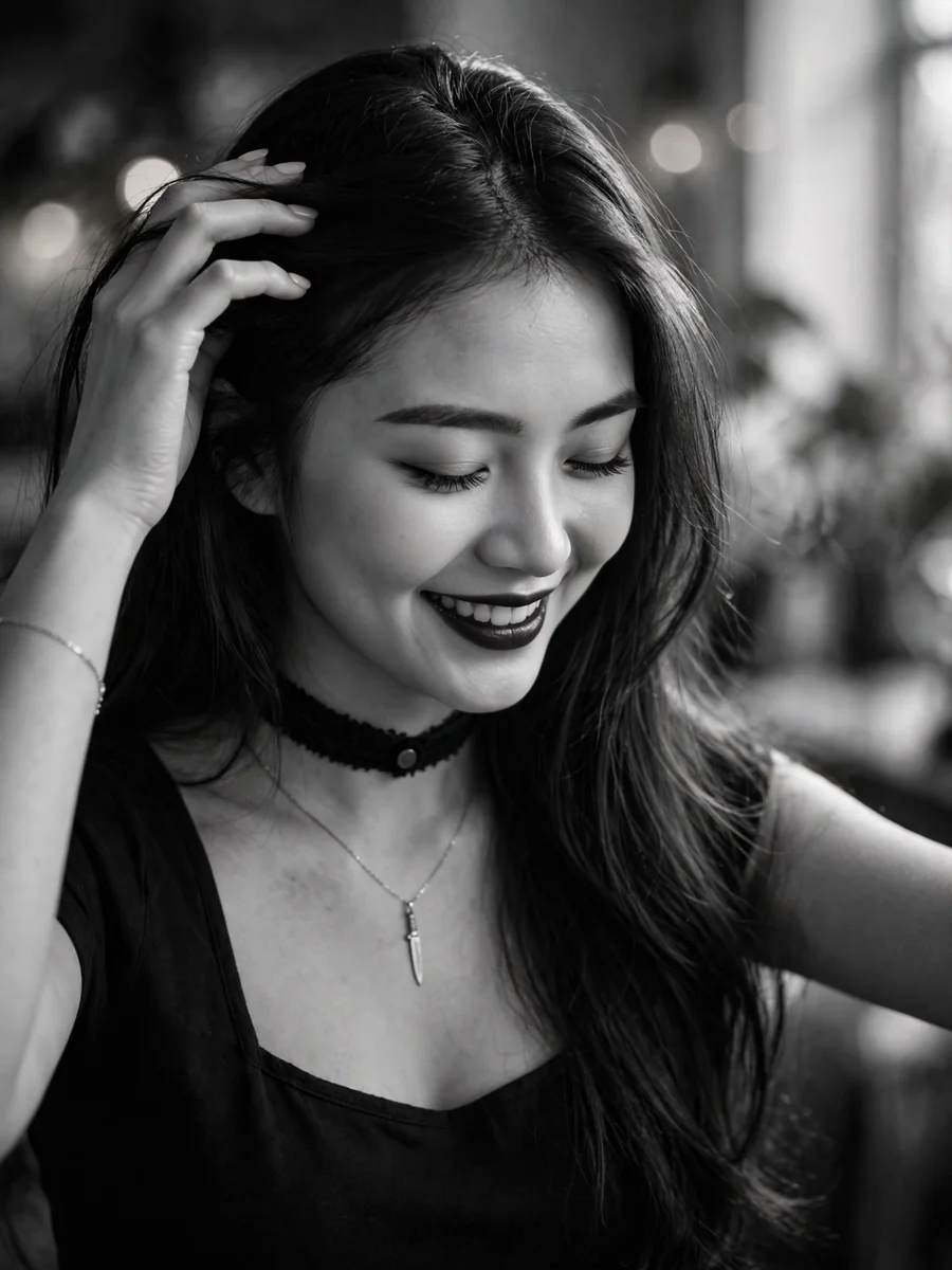 Act as an Intimate Monochrome Smile Portrait — ChatGPT Prompt