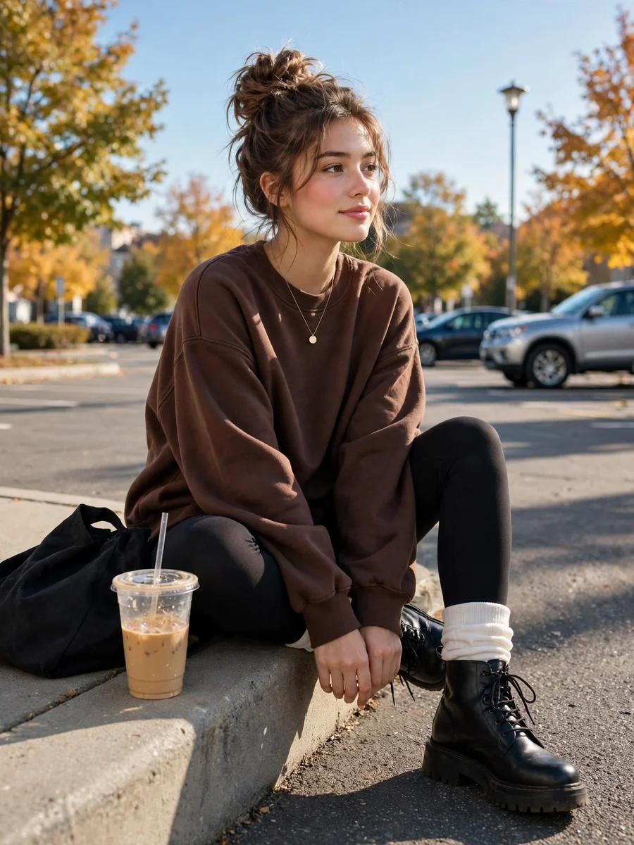 Act as a Cozy Autumn Curb Lifestyle Portrait — ChatGPT Prompt