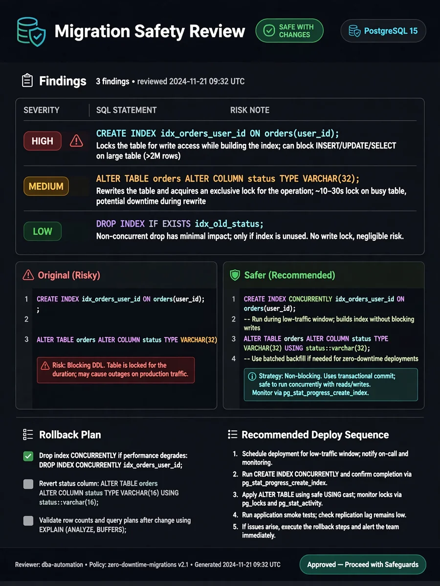 Act as a Database Migration Safety Review — ChatGPT Prompt