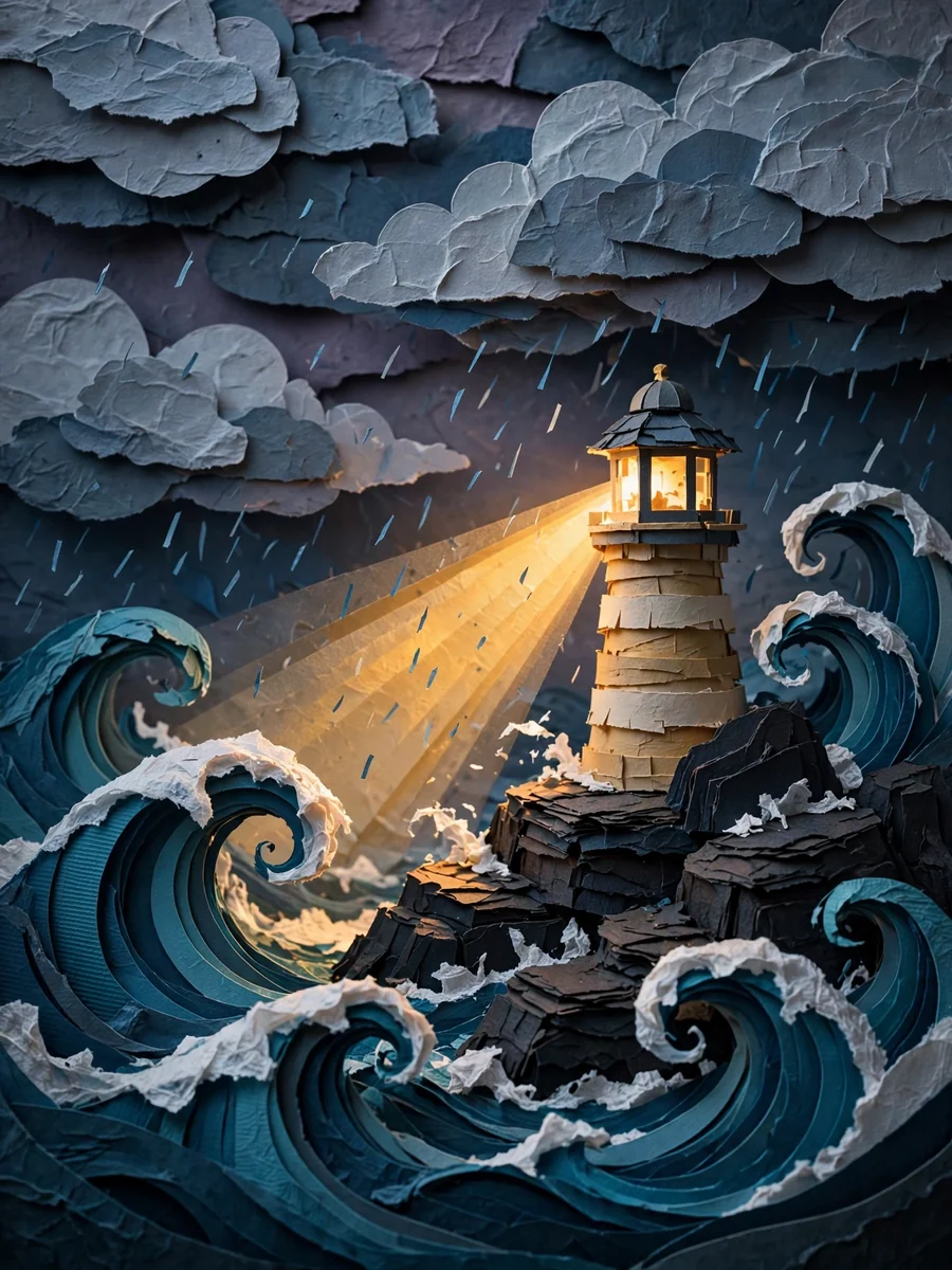 Act as a Paper-Craft Lighthouse Storm Animation — ChatGPT Prompt