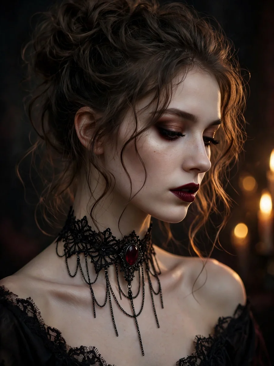 Act as a Gothic Ruby Choker Portrait — ChatGPT Prompt