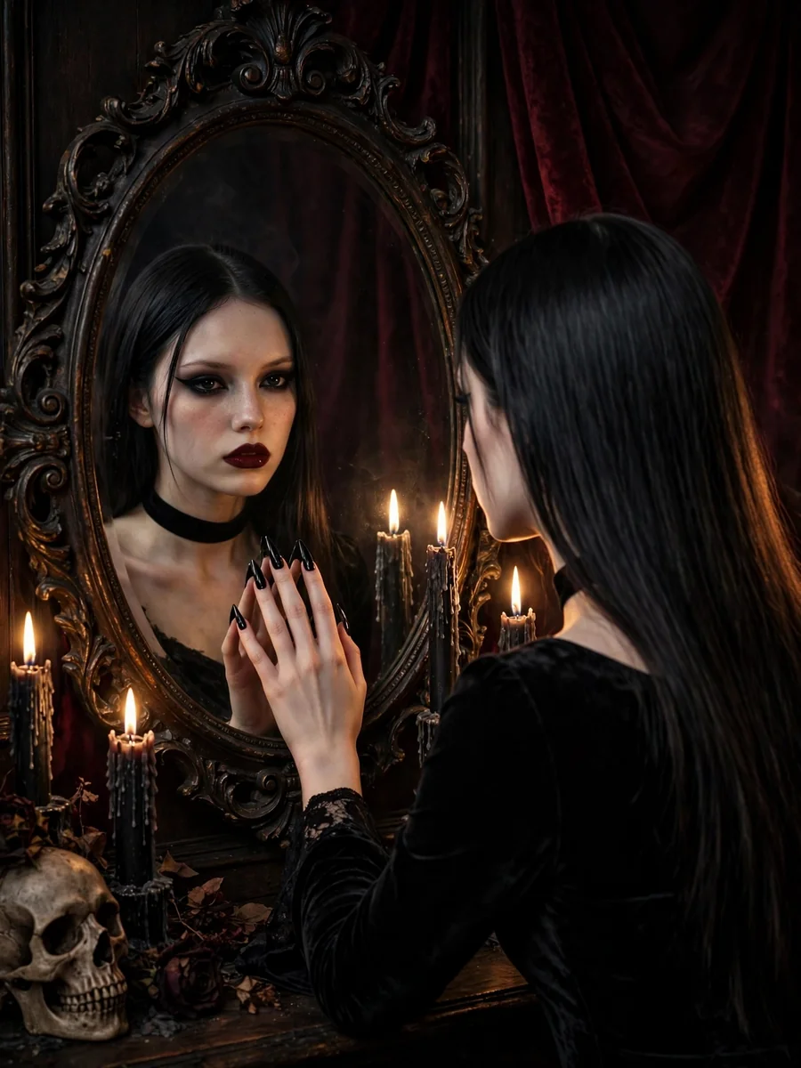 Act as a Gothic Vampire Mirror Reflection Portrait — ChatGPT Prompt