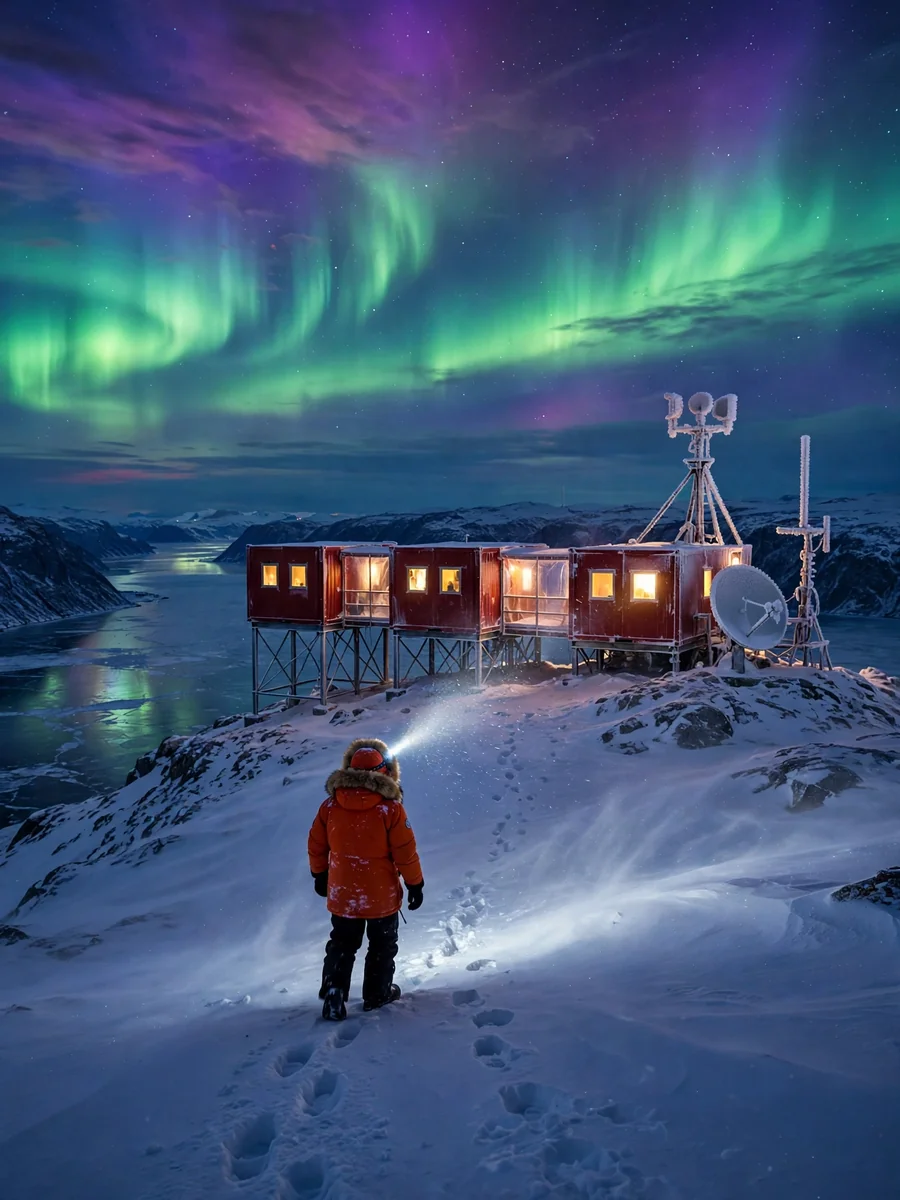 Arctic Research Station Under a Green Aurora — ChatGPT Prompt