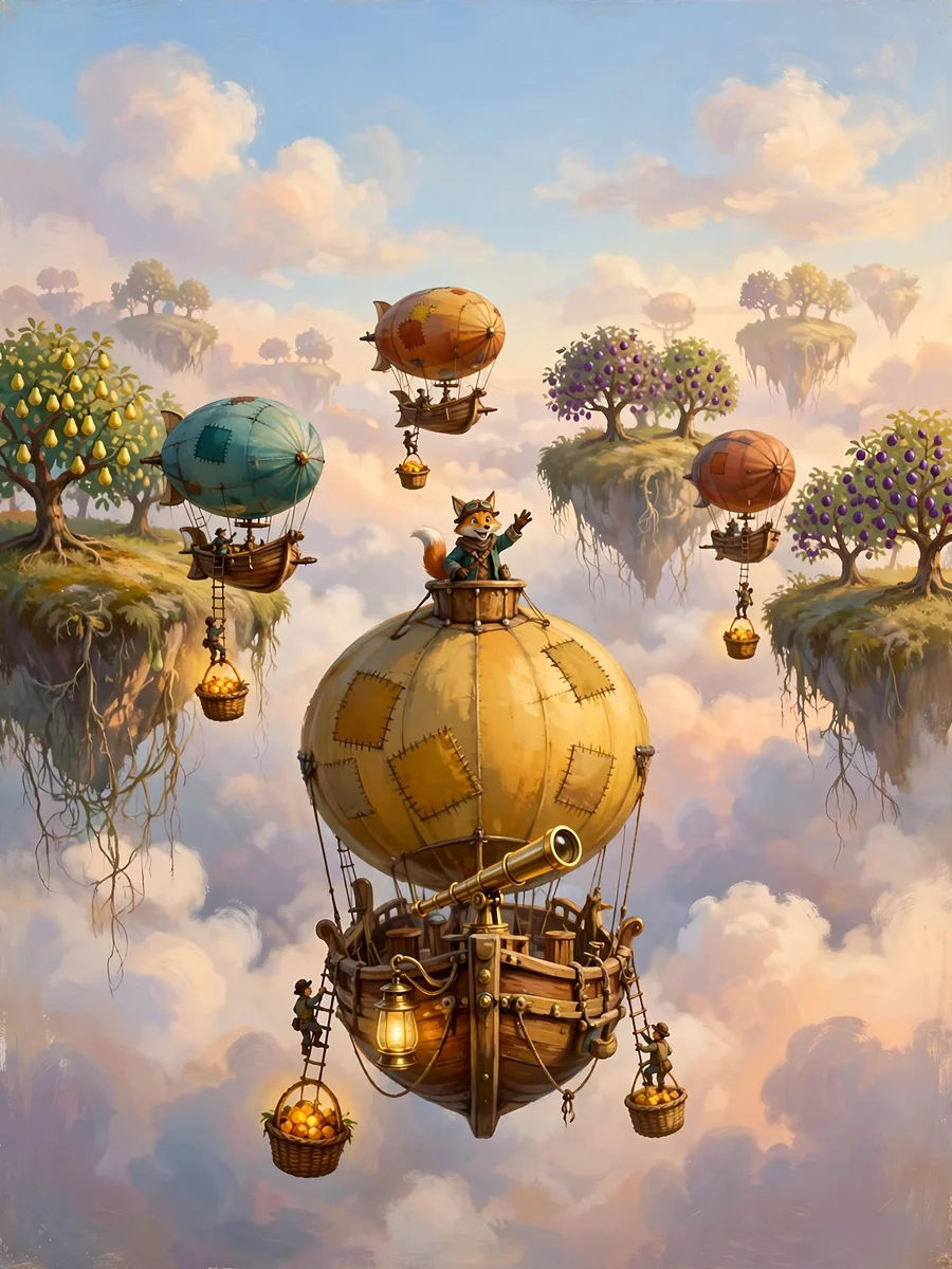 Sky Orchard Merchants Board Game Box Cover — ChatGPT Prompt