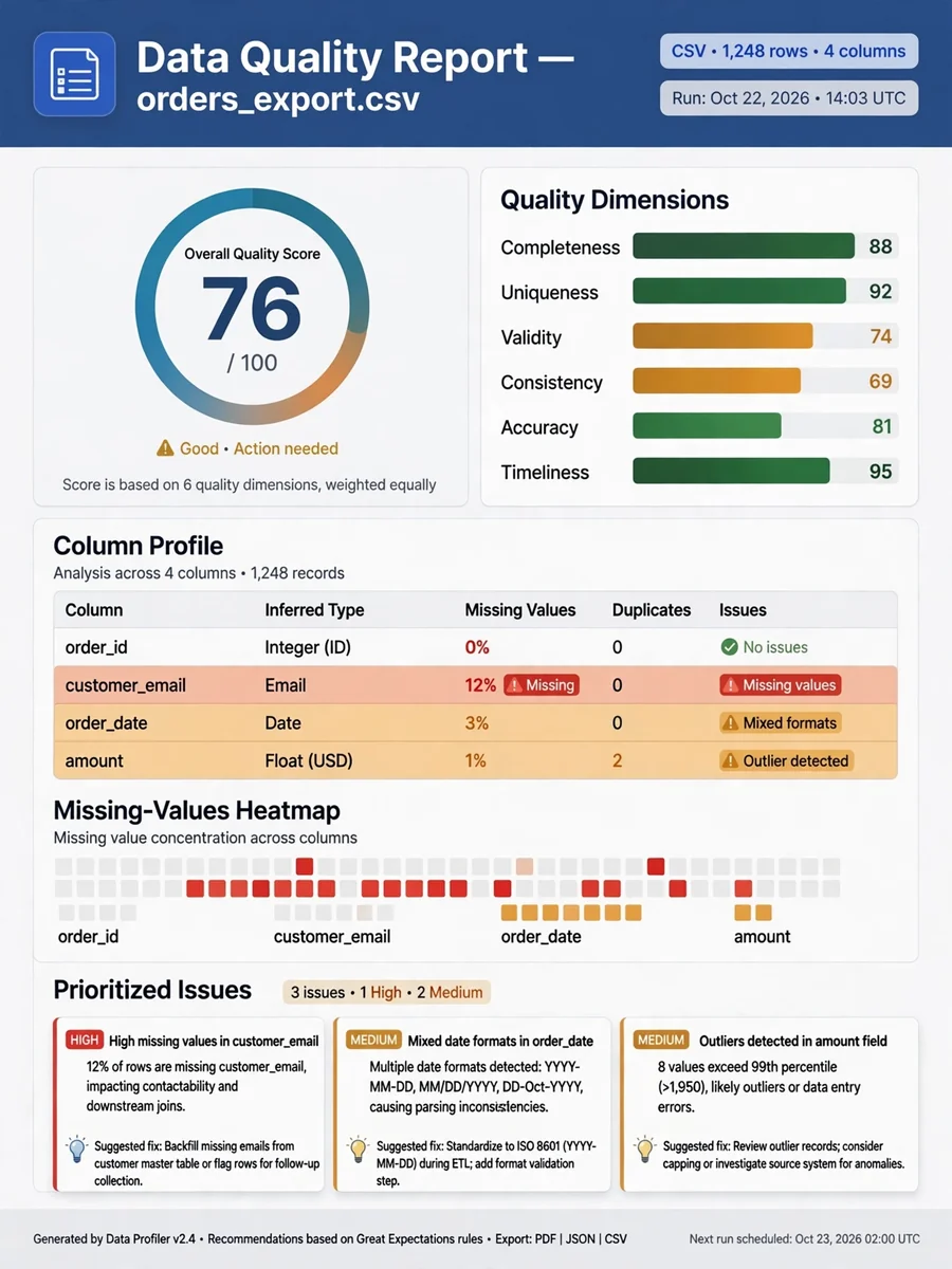 Act as a CSV Data Quality Profiler — ChatGPT Prompt