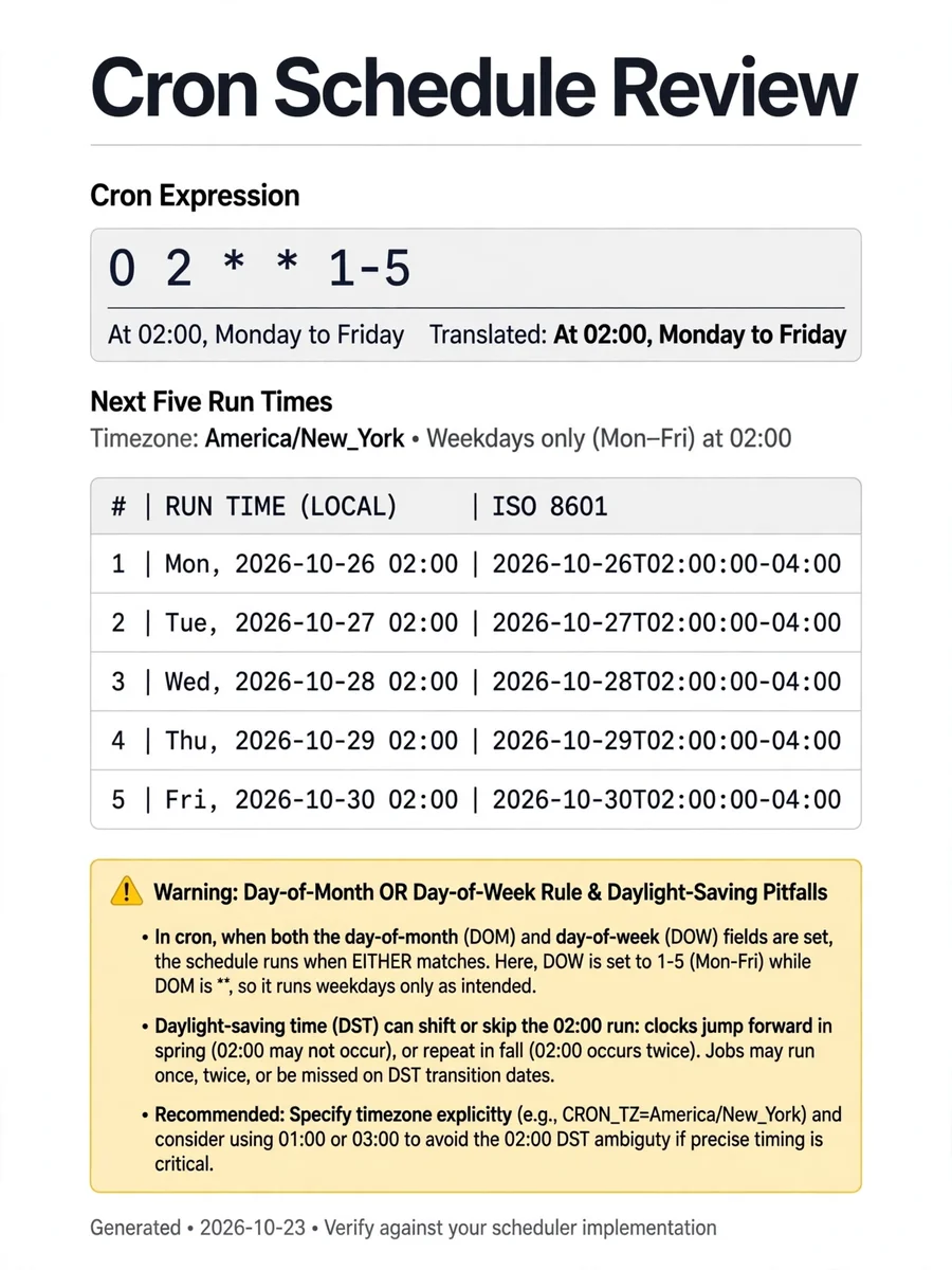 Act as a Cron Schedule Explainer and Validator — ChatGPT Prompt