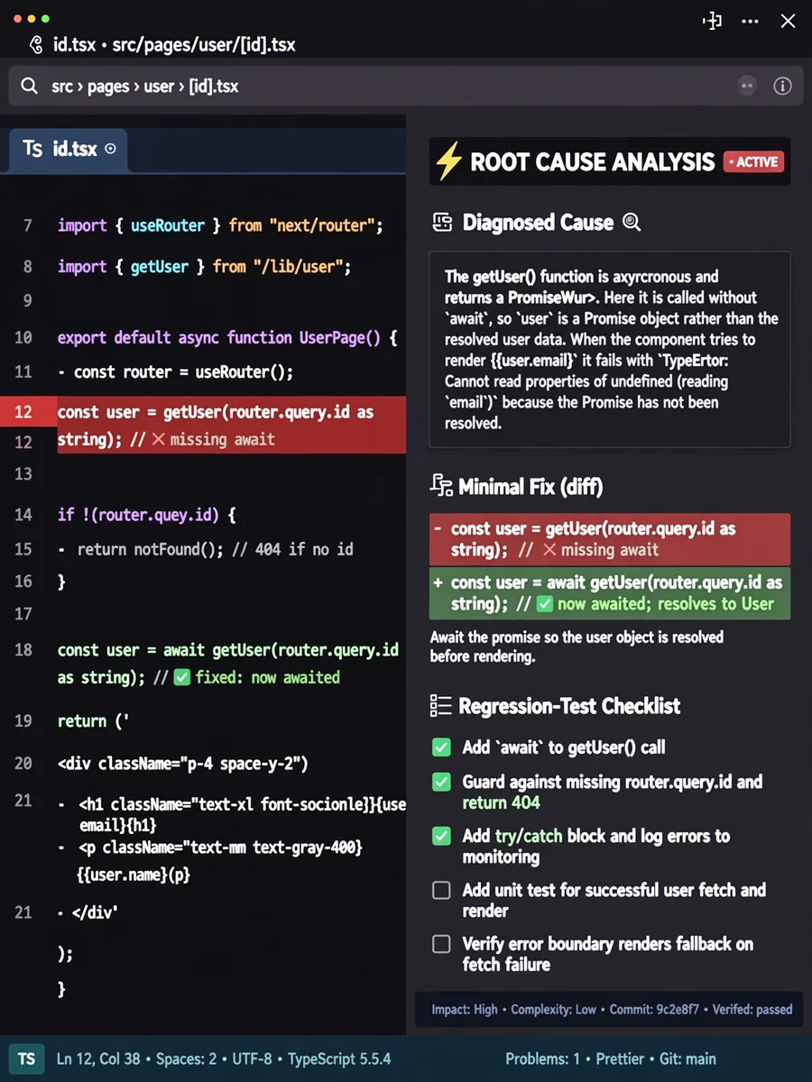 Act as an Autonomous Root-Cause Debugging & Bug-Fix Architect — ChatGPT Prompt