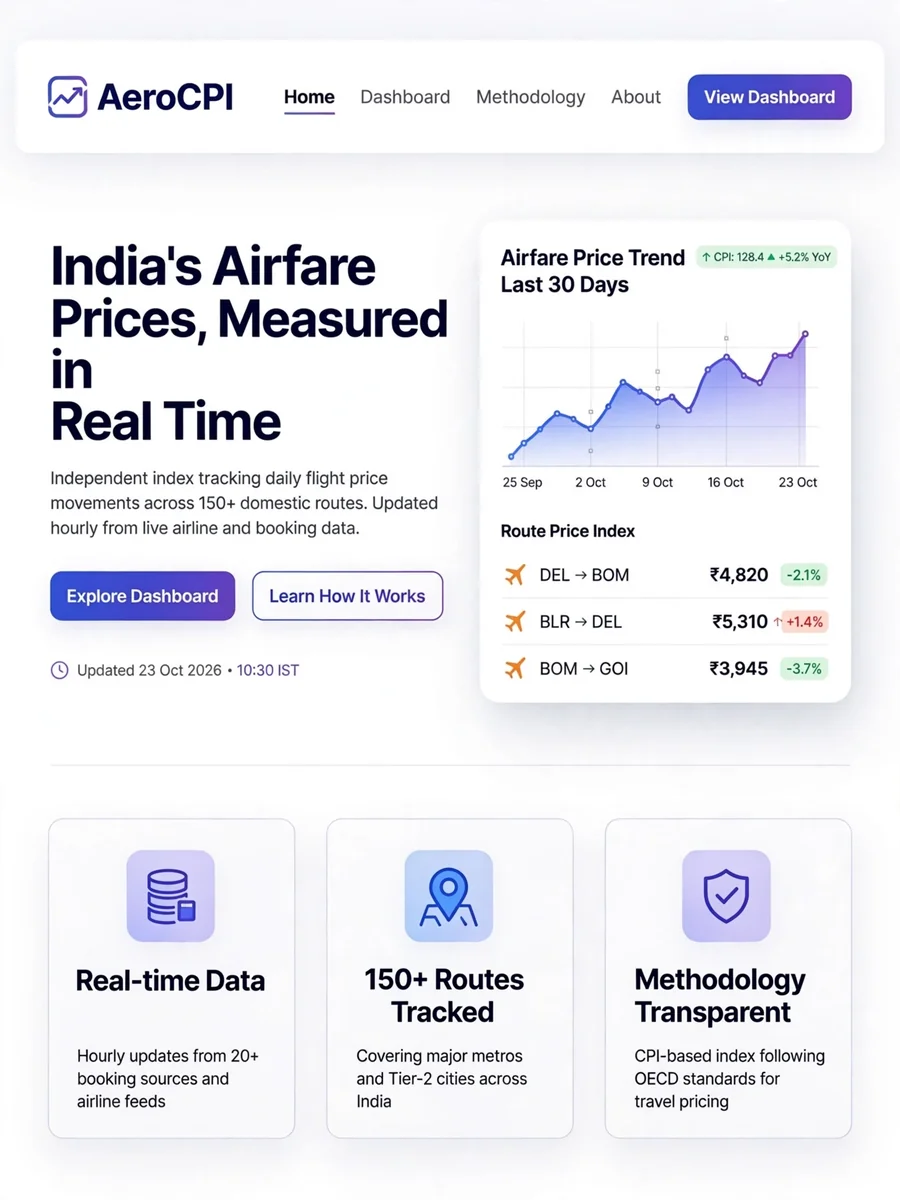 Act as a Real-Time Airfare Price Index Landing Page — ChatGPT Prompt