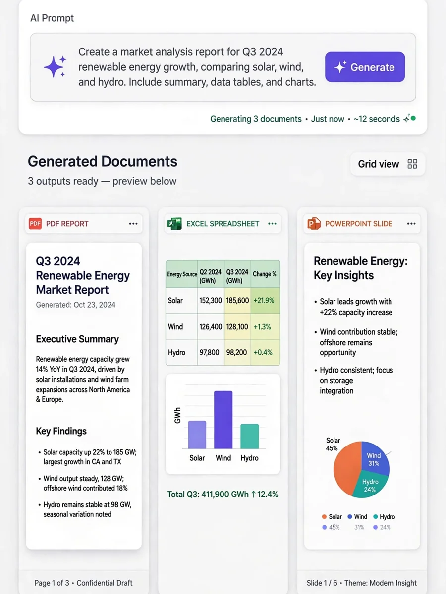 Prompt Builder for PDF, Excel and PowerPoint Generation — ChatGPT Prompt