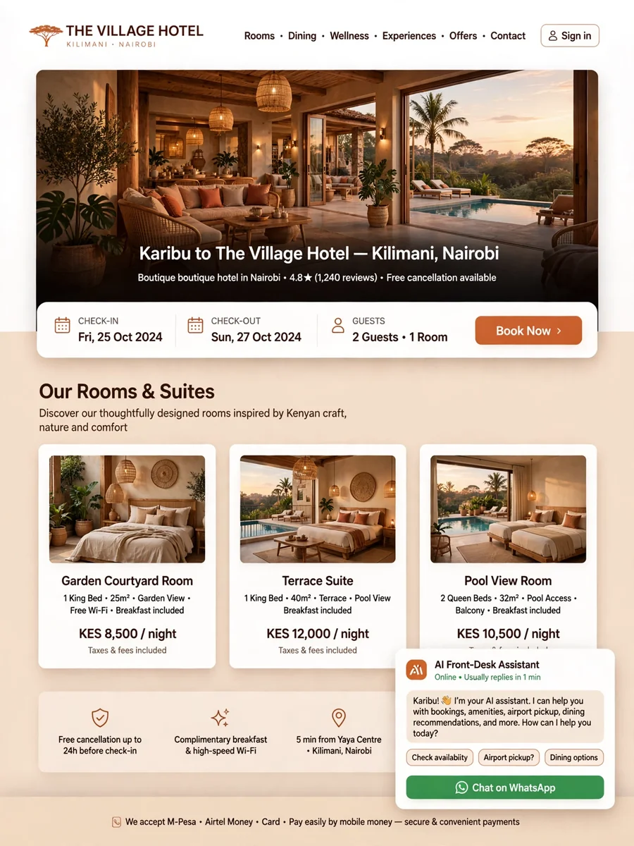 AI Front Desk Website for a Nairobi Hotel — ChatGPT Prompt