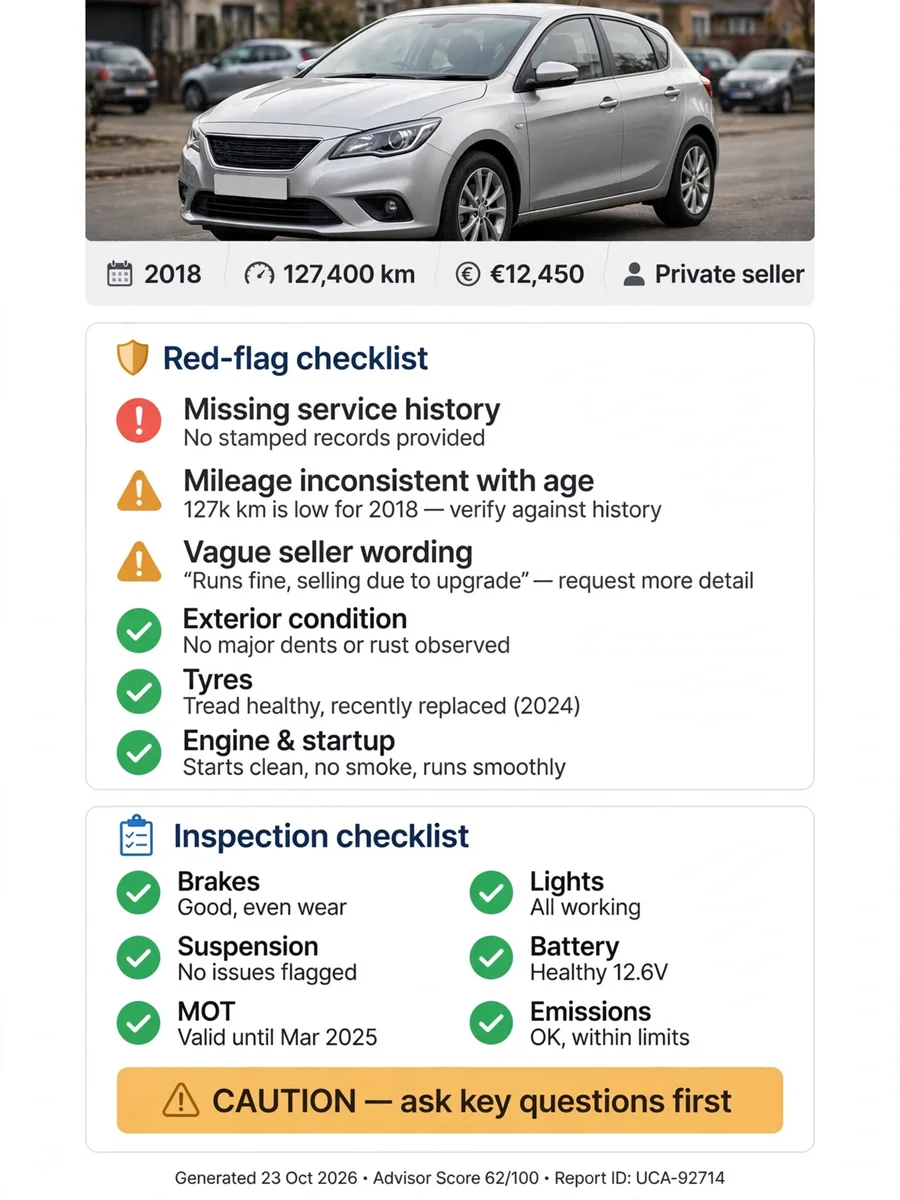 Used Car Listing Red Flag Analyzer (JSON) — ChatGPT Prompt