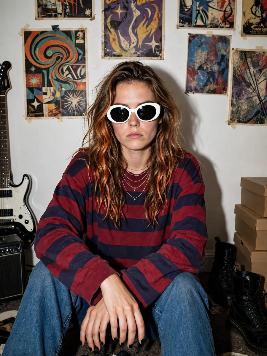 Act as a Defiant 90s Grunge Bedroom Portrait — ChatGPT Prompt