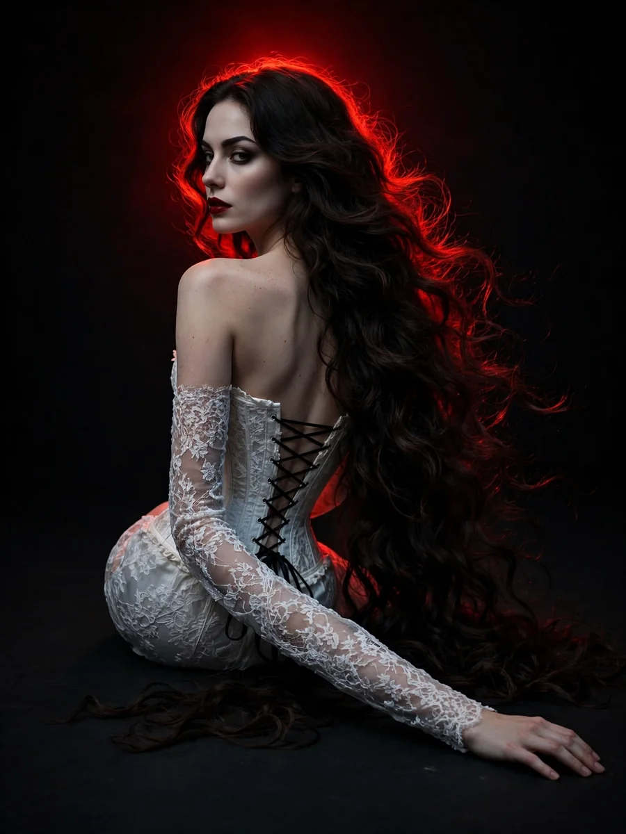 Act as a Gothic Lace Red Halo Portrait — ChatGPT Prompt
