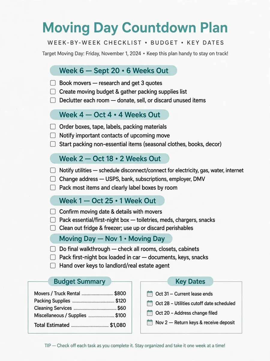 Act as a Home Move Planner and Countdown Coach — ChatGPT Prompt