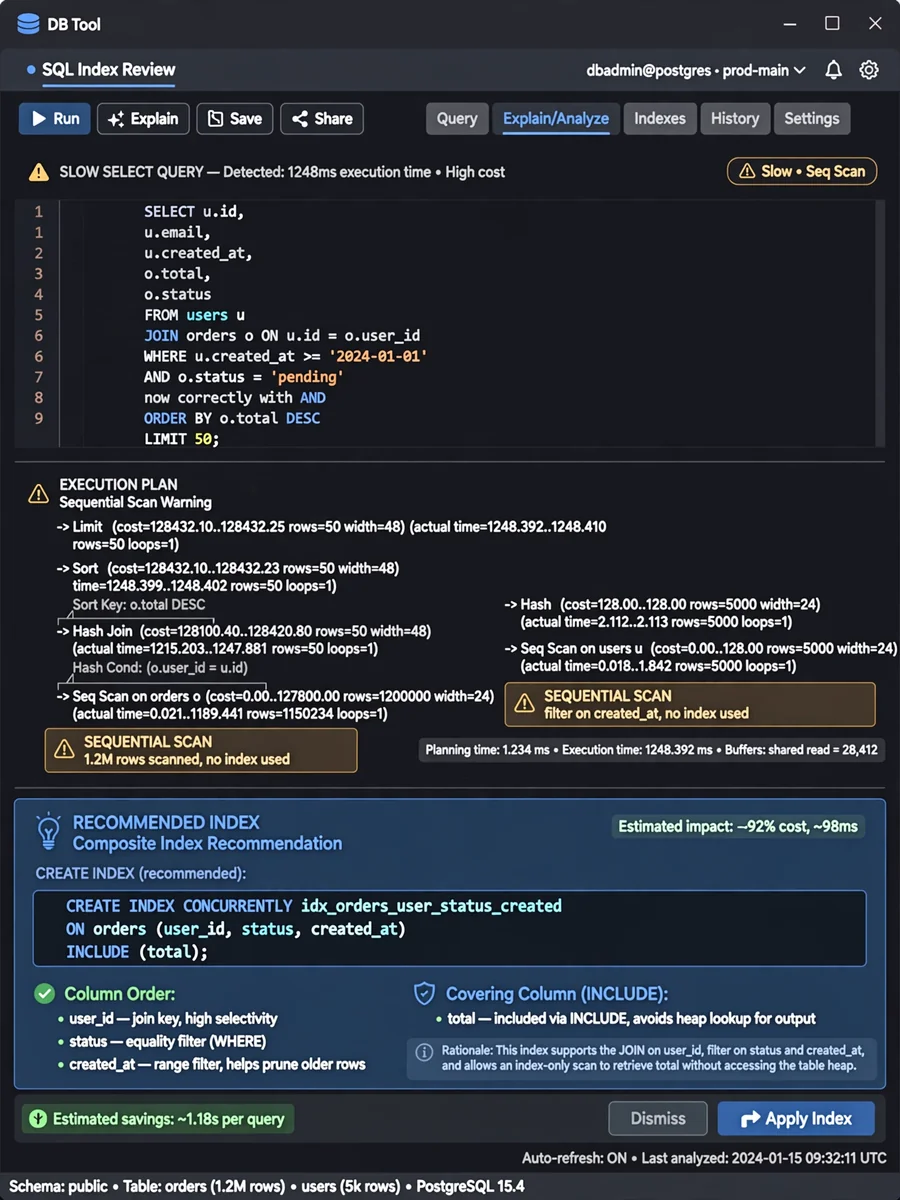 Act as a SQL Index Recommendation Reviewer — ChatGPT Prompt