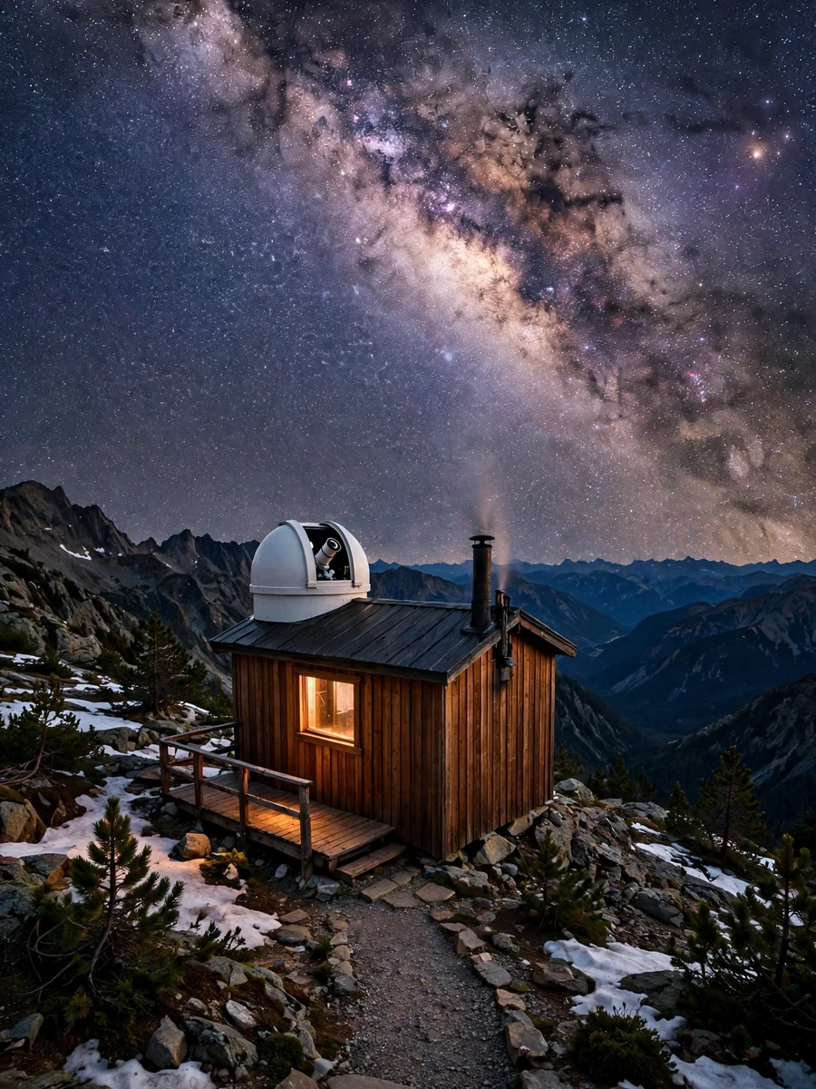 Cedar Observatory Cabin Under the Milky Way (Mountain Ridge View) — ChatGPT Prompt
