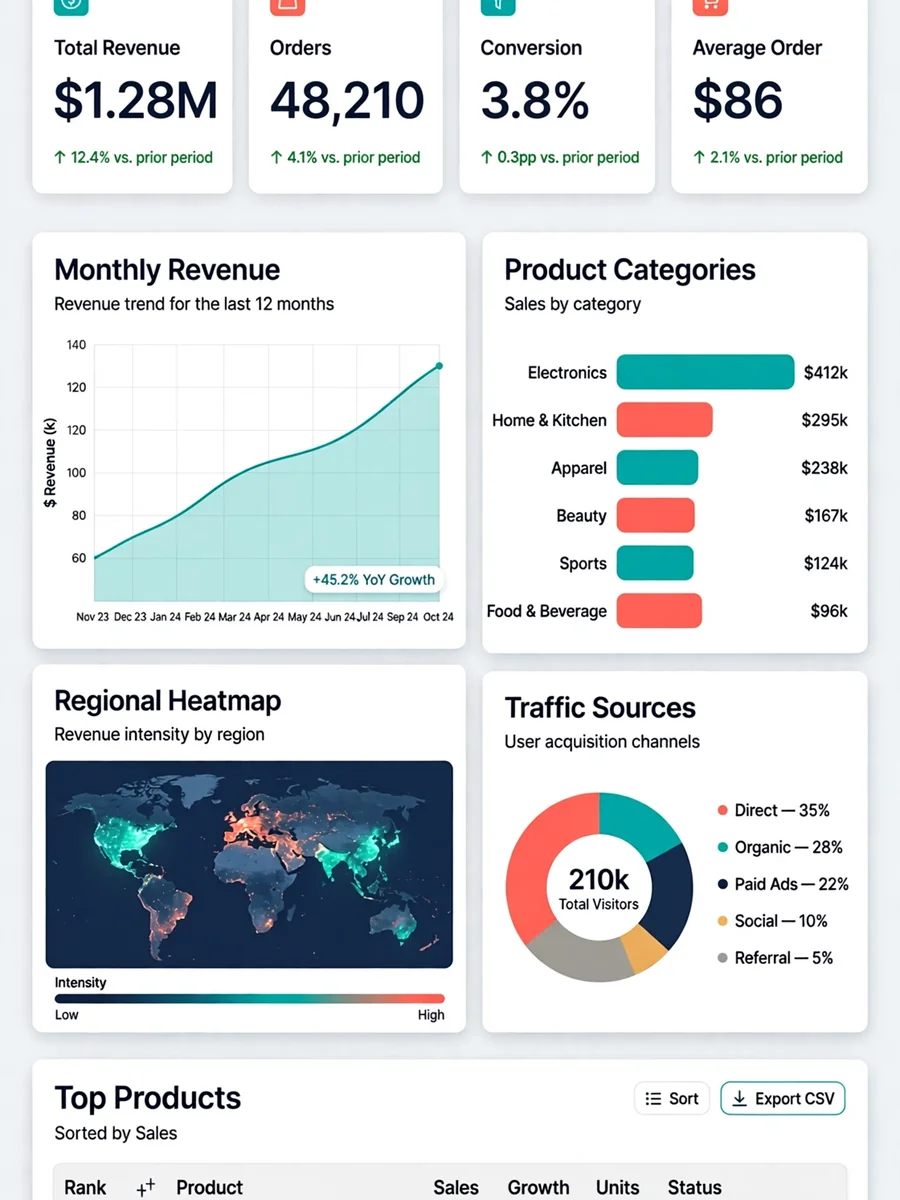 Give me a prompt to use in creating an interactive data analysis dashboard — ChatGPT Prompt