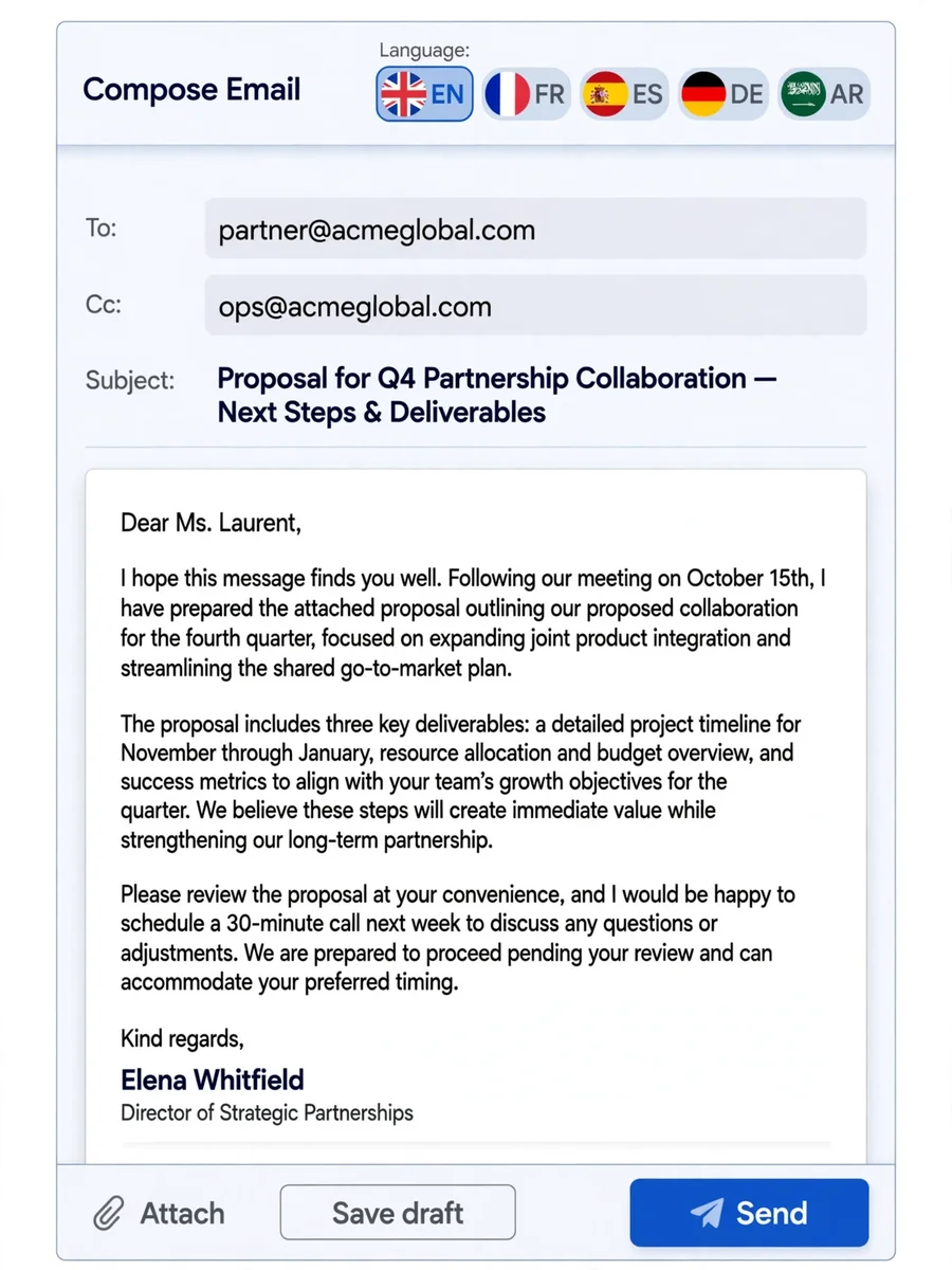 Act as a professional-multilingual-email-writer — ChatGPT Prompt
