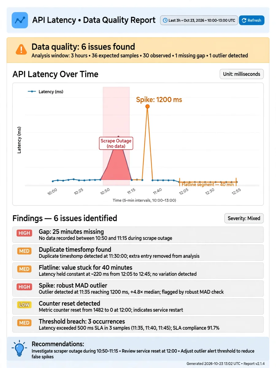 Act as a Time Series Gap and Anomaly Checker — ChatGPT Prompt