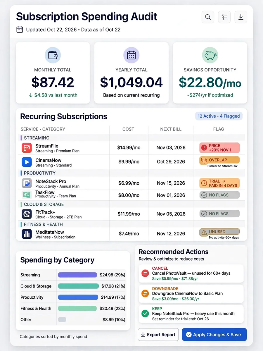 Act as a Subscription Spending Auditor — ChatGPT Prompt