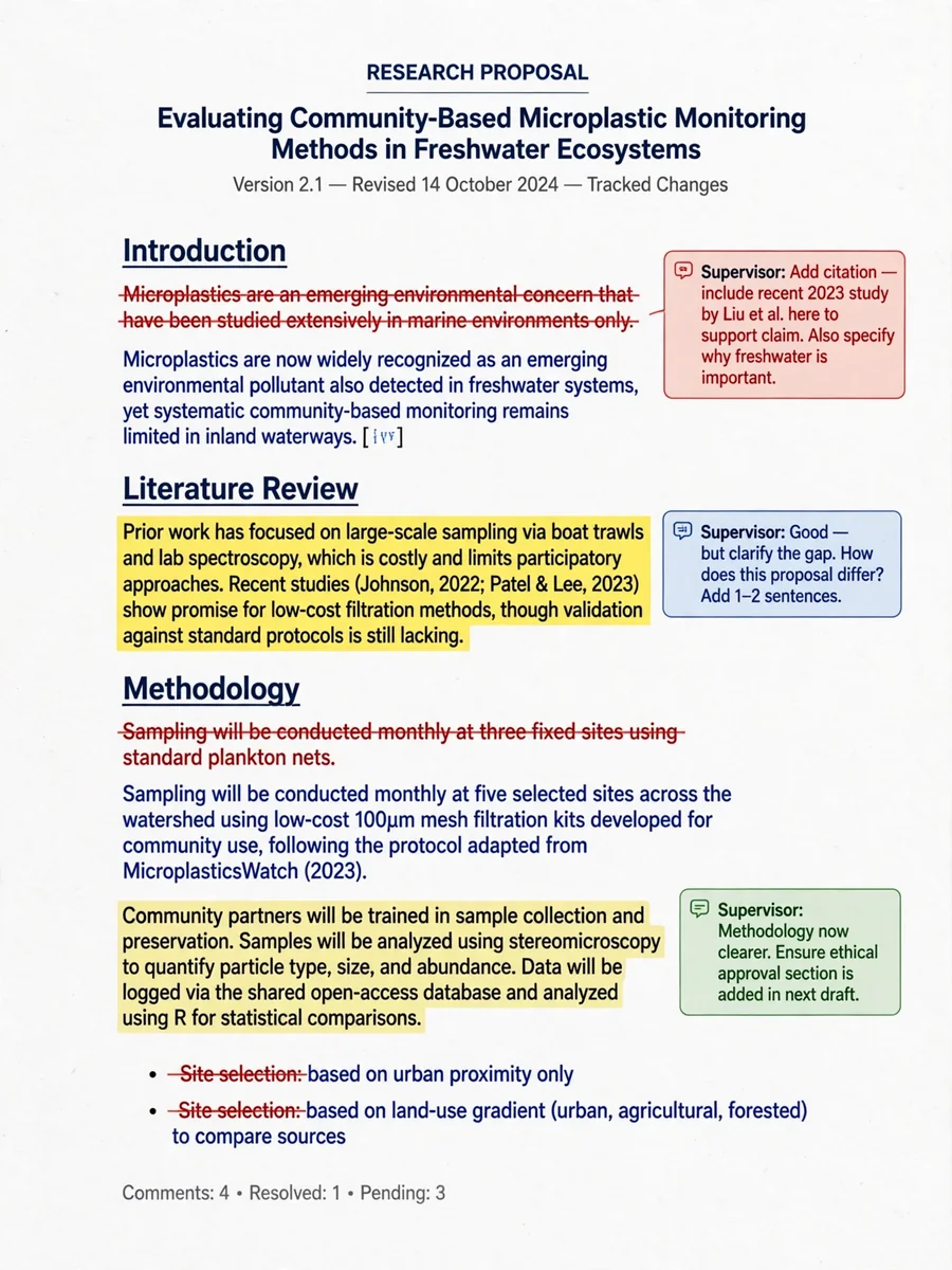 Revise a Research Proposal Based on Supervisor Feedback — ChatGPT Prompt