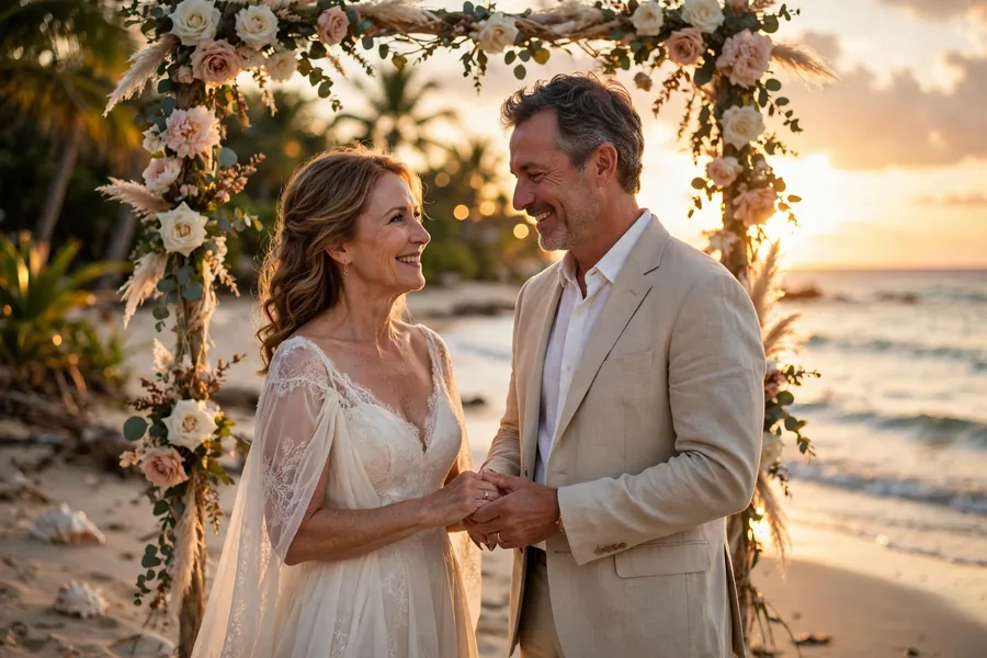 Anniversary Couple Vow Renewal on the Beach