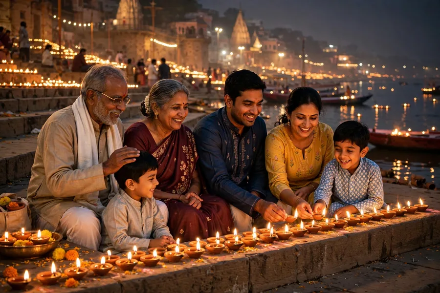 Dev Deepawali Family at the Ghat