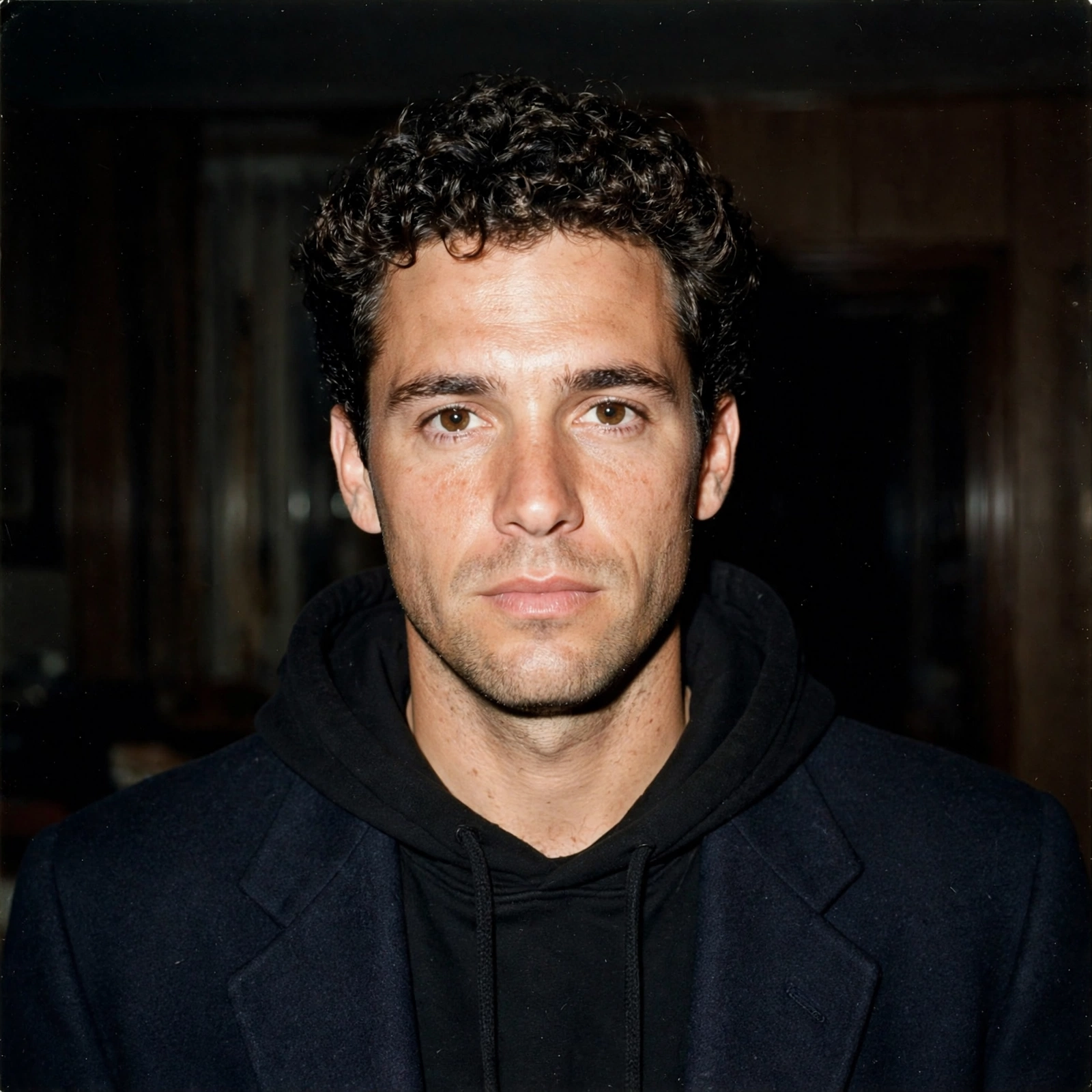 90s Flash Photo in Hoodie and Blazer