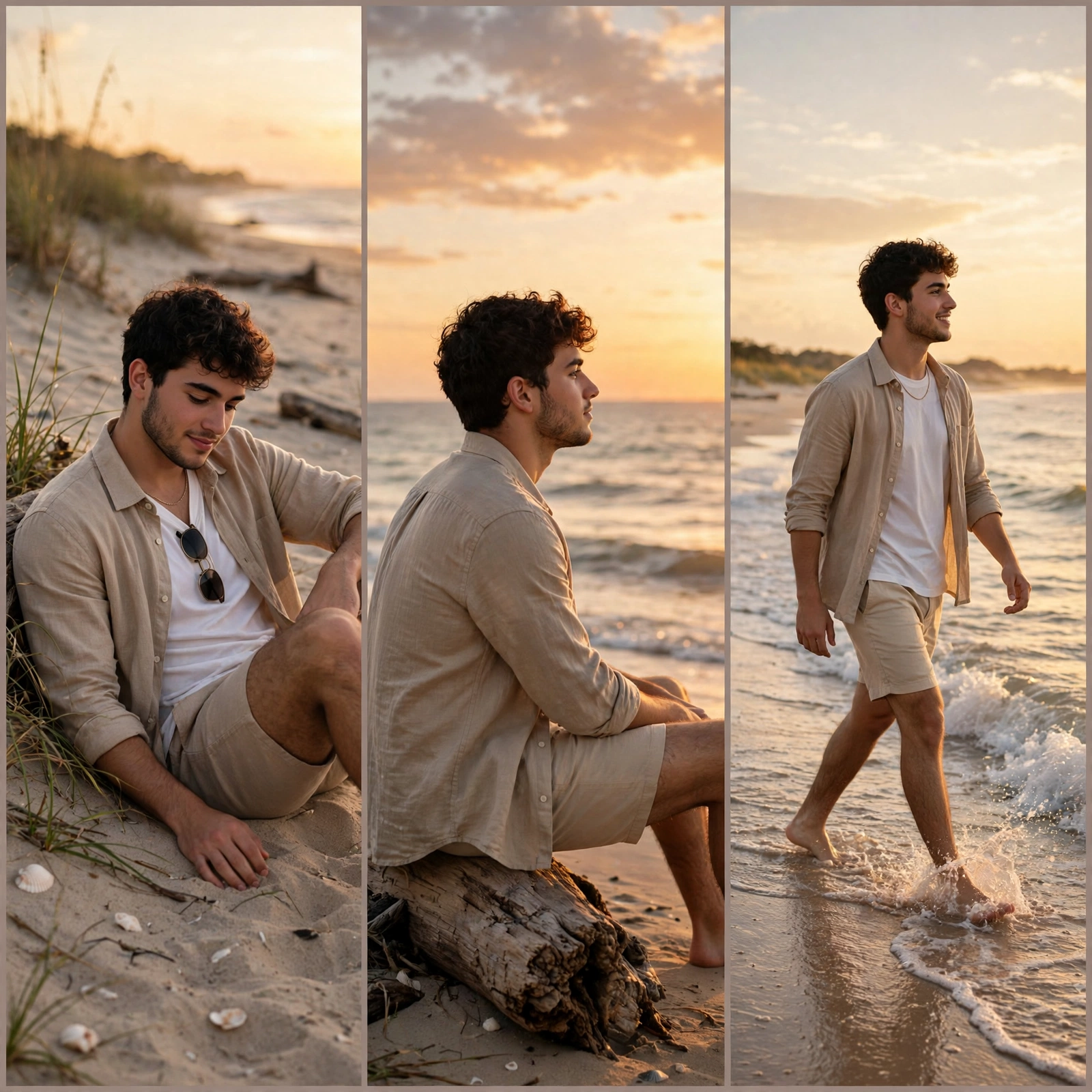 Beach Golden Hour Triple Collage