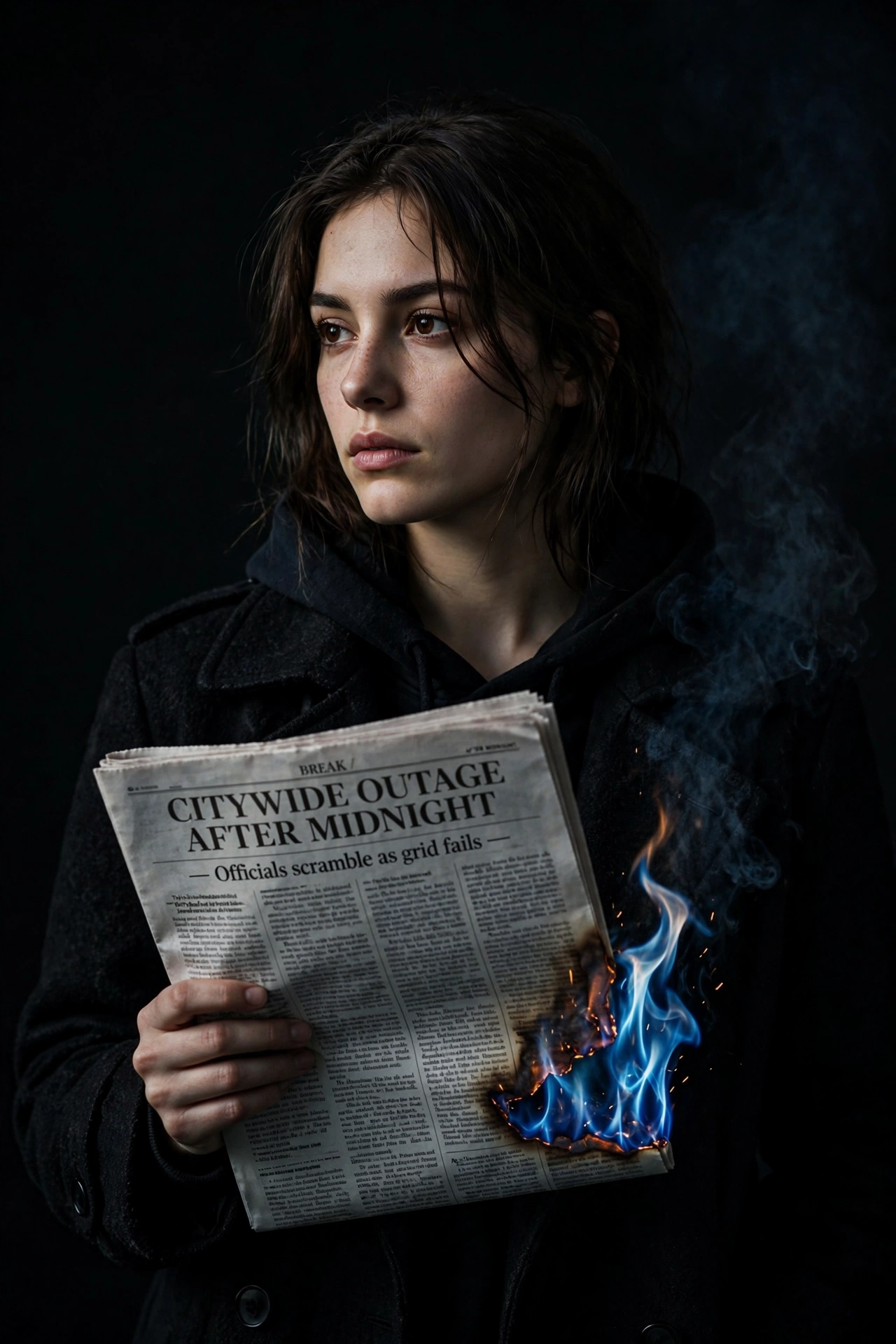 Burning Newspaper Portrait
