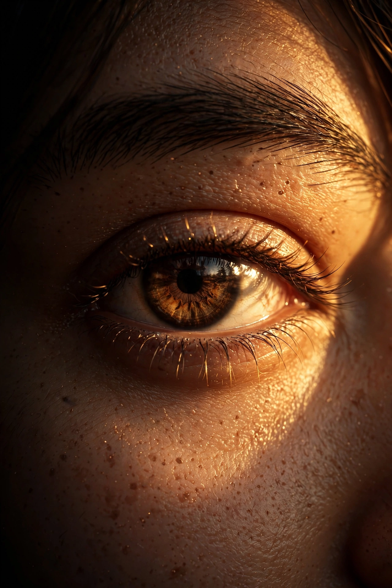 Cinematic Eye Portrait with Golden Light