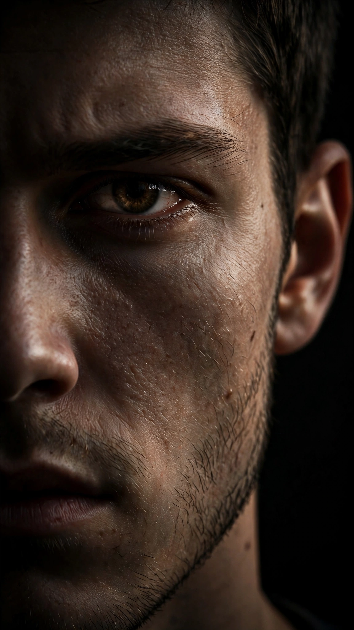 Cinematic Male Half-Face Eyes Portrait
