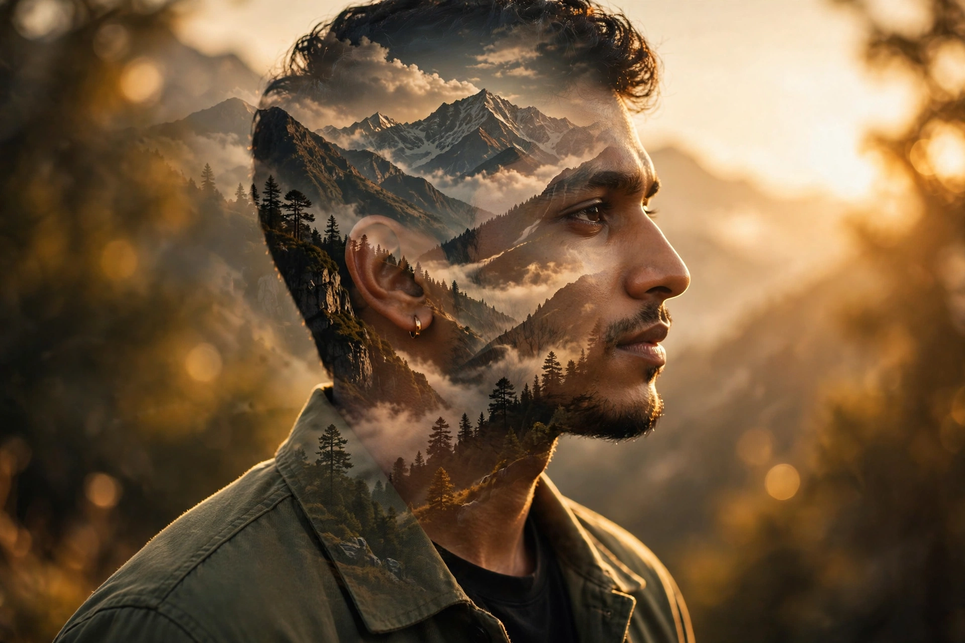 Cinematic Sunset Double-Exposure Portrait