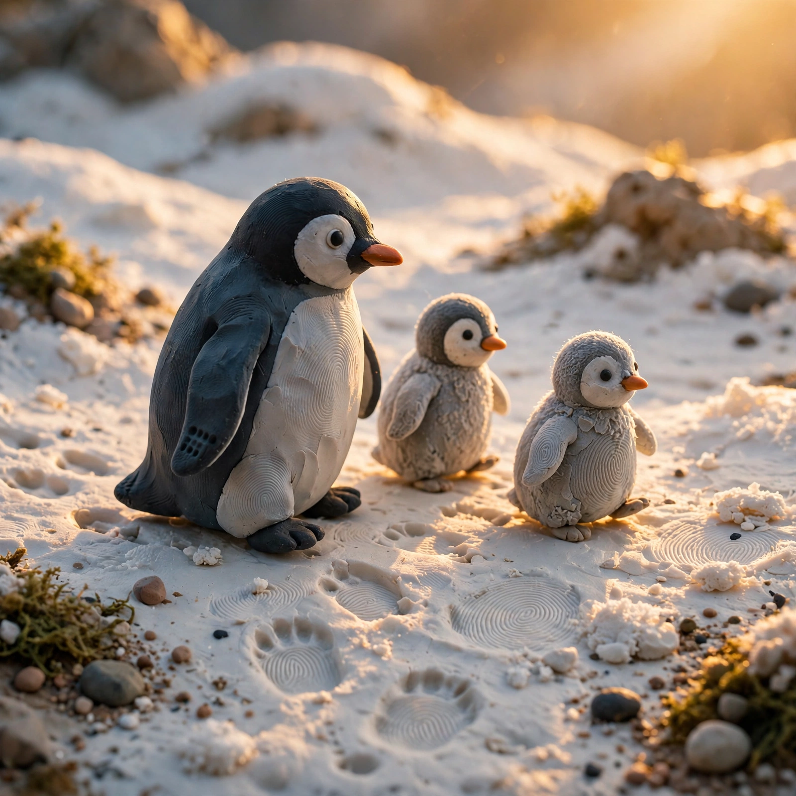 Clay Penguin Family