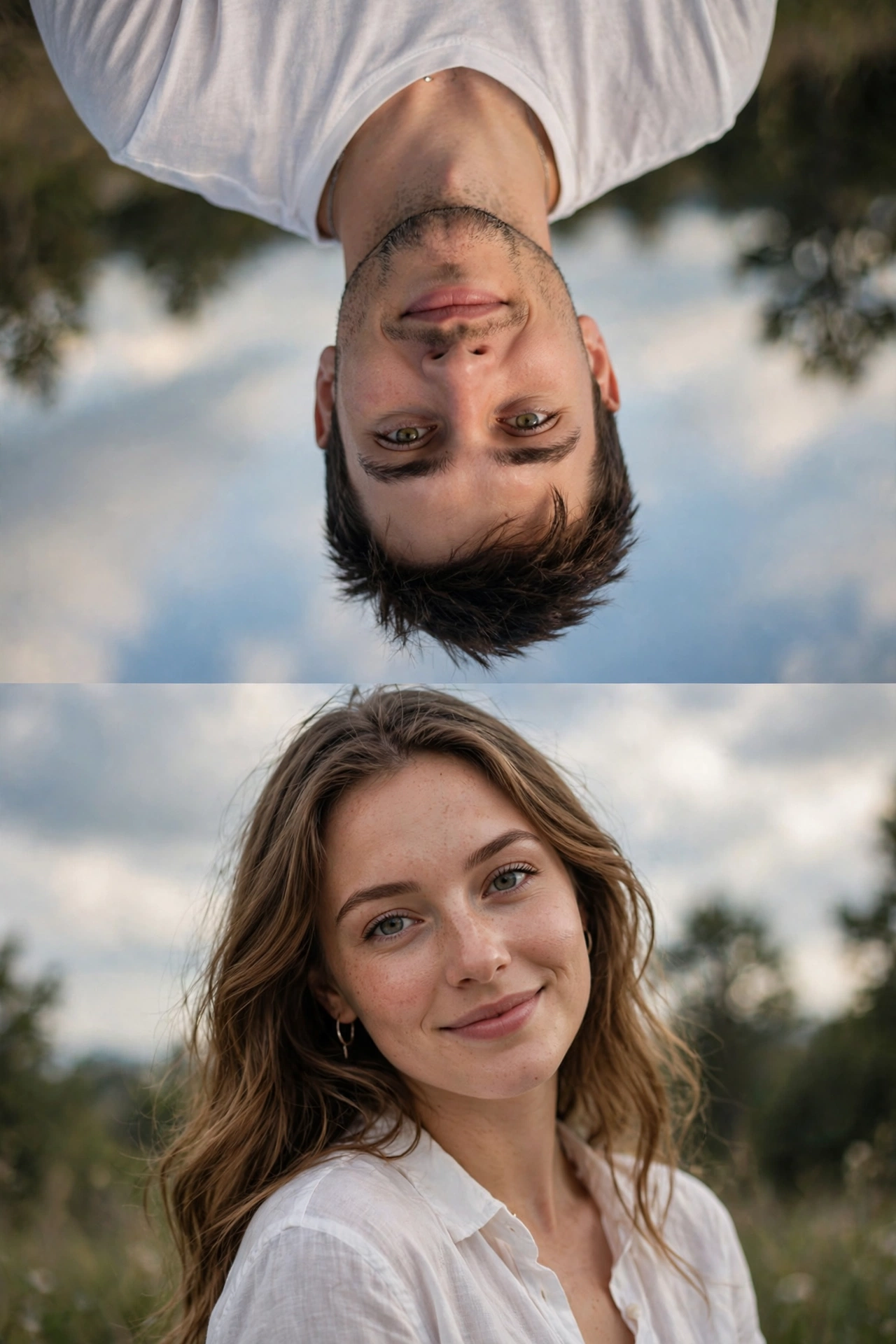 Cloudy Sunlight Long-Distance Couple Portrait