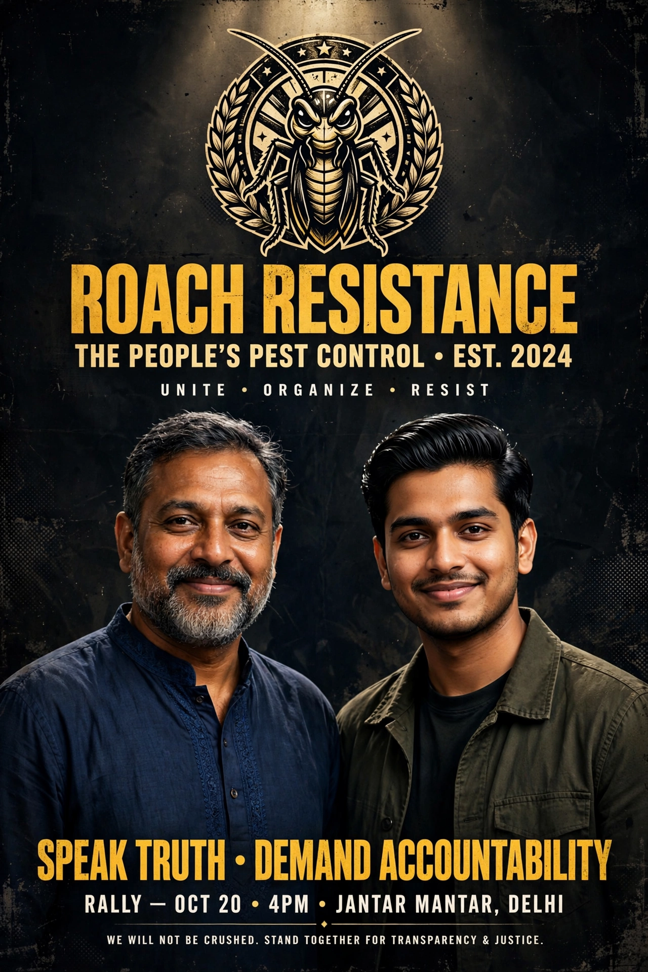 Cockroach Janta Party Protest Poster Prompt