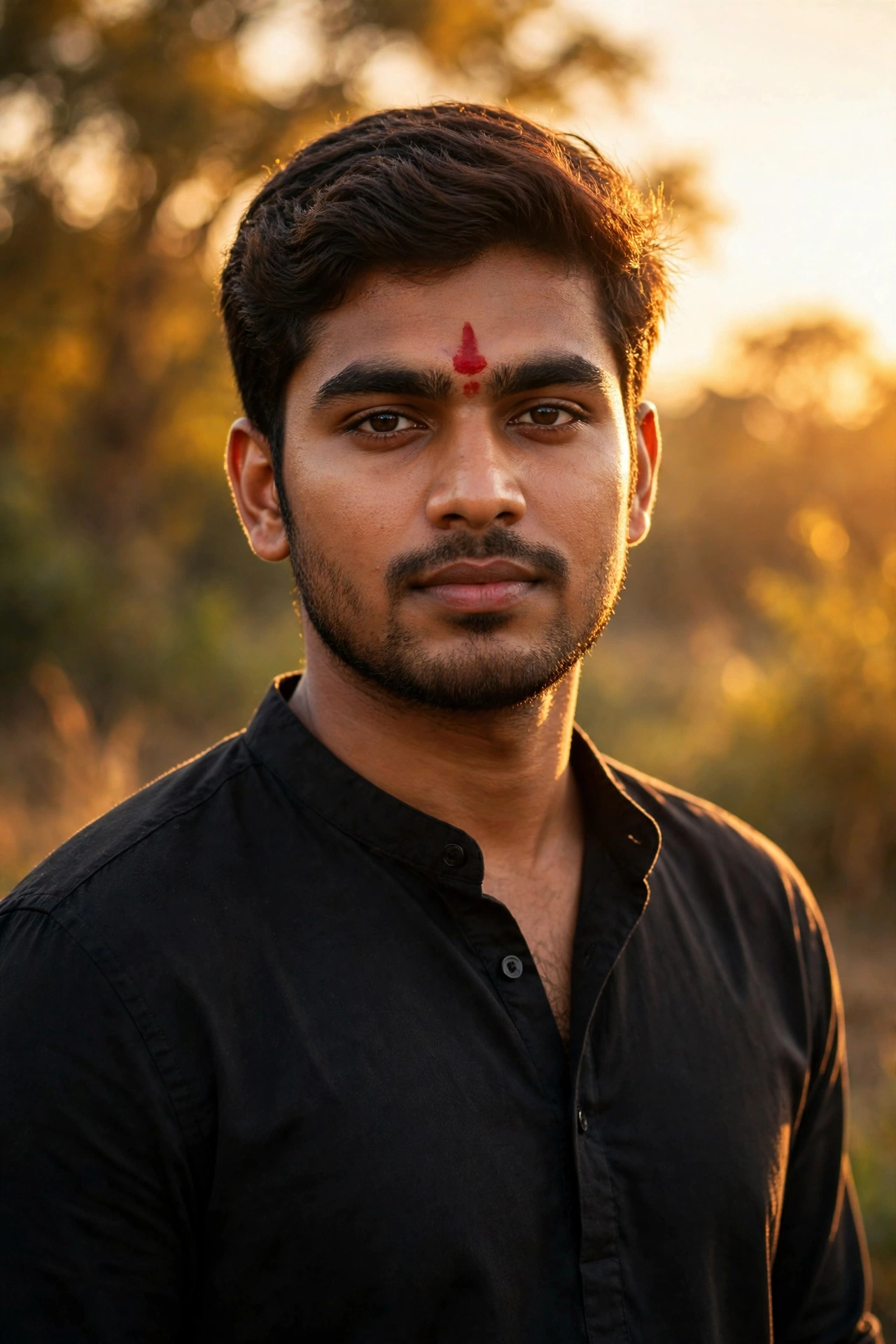 Confident Young Man with Red Tilak