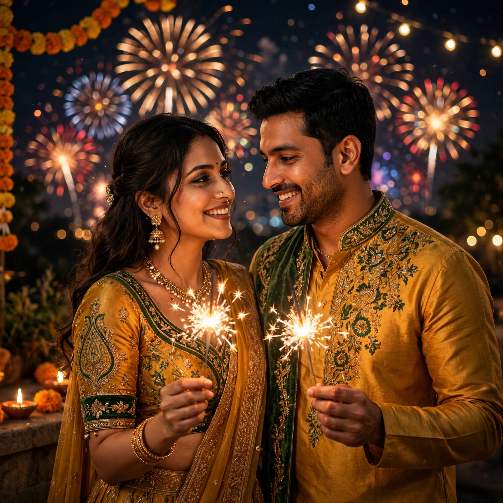 Couple Diwali Celebration