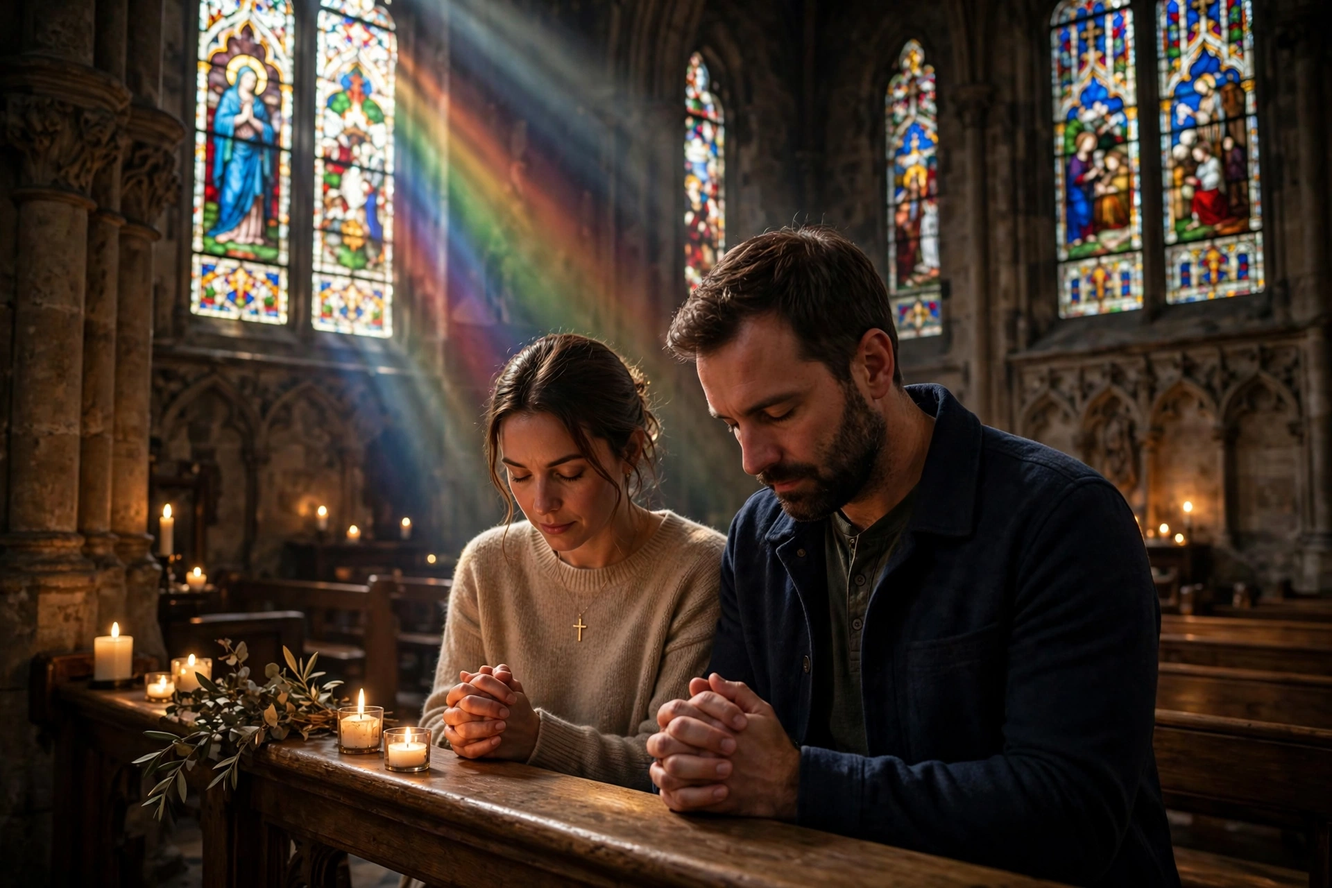 Couple Praying at Church